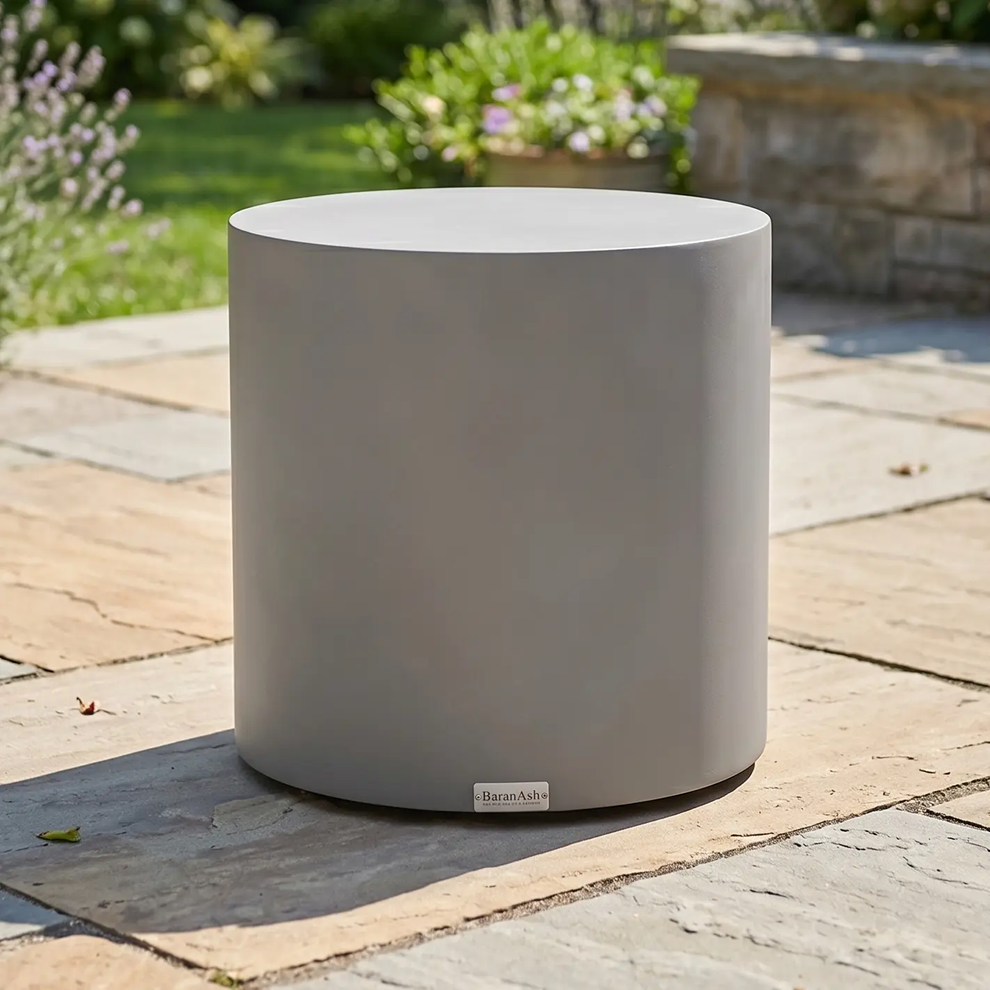18" Round Concrete Faux Modern End Table