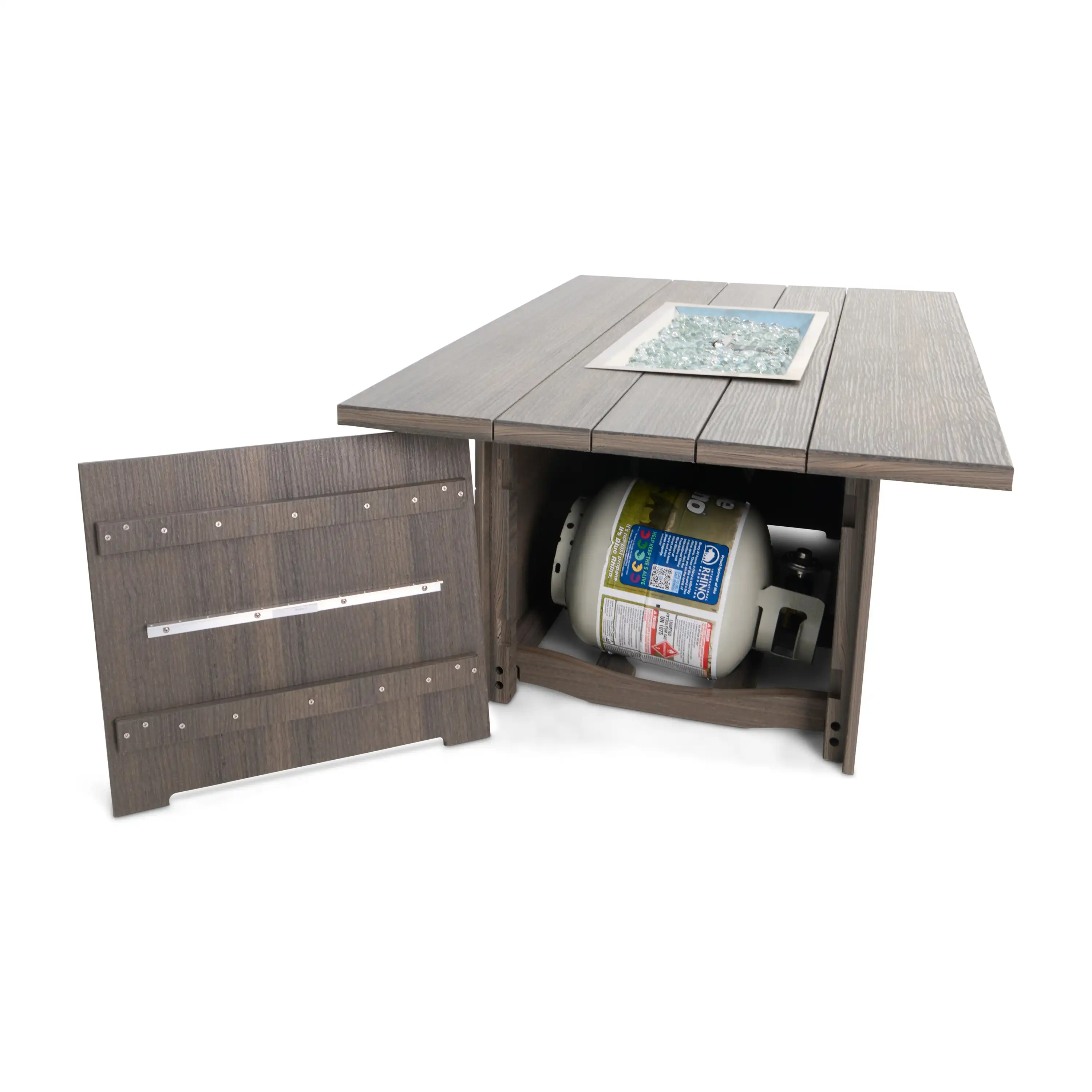 35"x53" Heathered Smoke Aura Fire Table W/ Wind Guard - Image 11