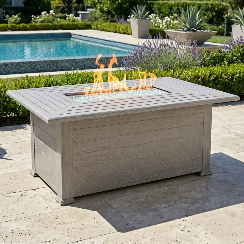 36"x58" Farnham Driftwood Fire Table W/ Lid