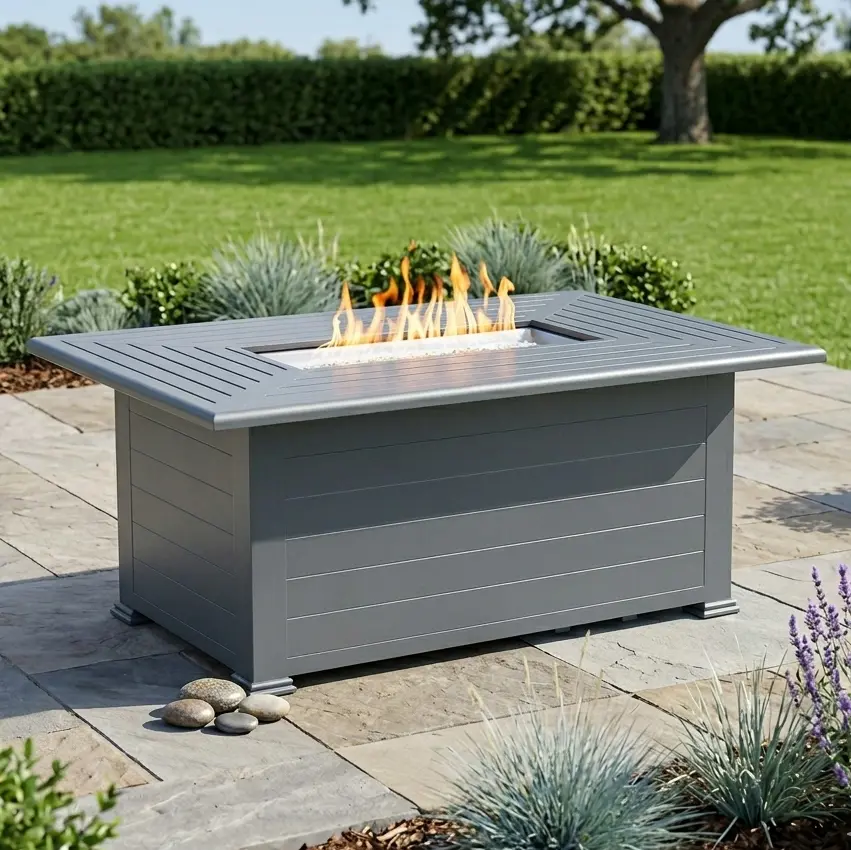 36"x58" Farnham Graphite Fire Table W/ Lid