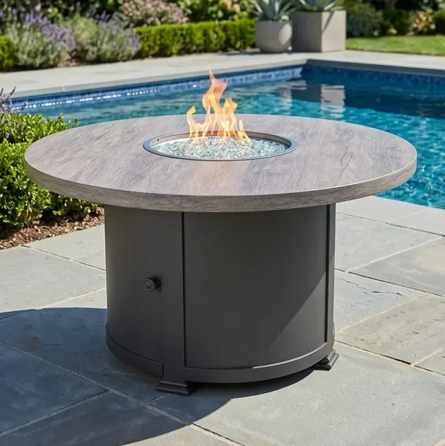 42" Grey Erie Etch Fire Table W/ Lid