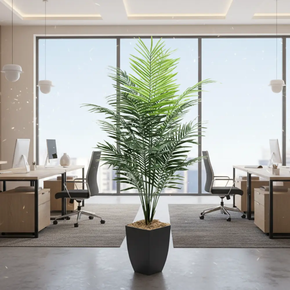 7' Artificial Areca Palm Tree in Planter - Image 2
