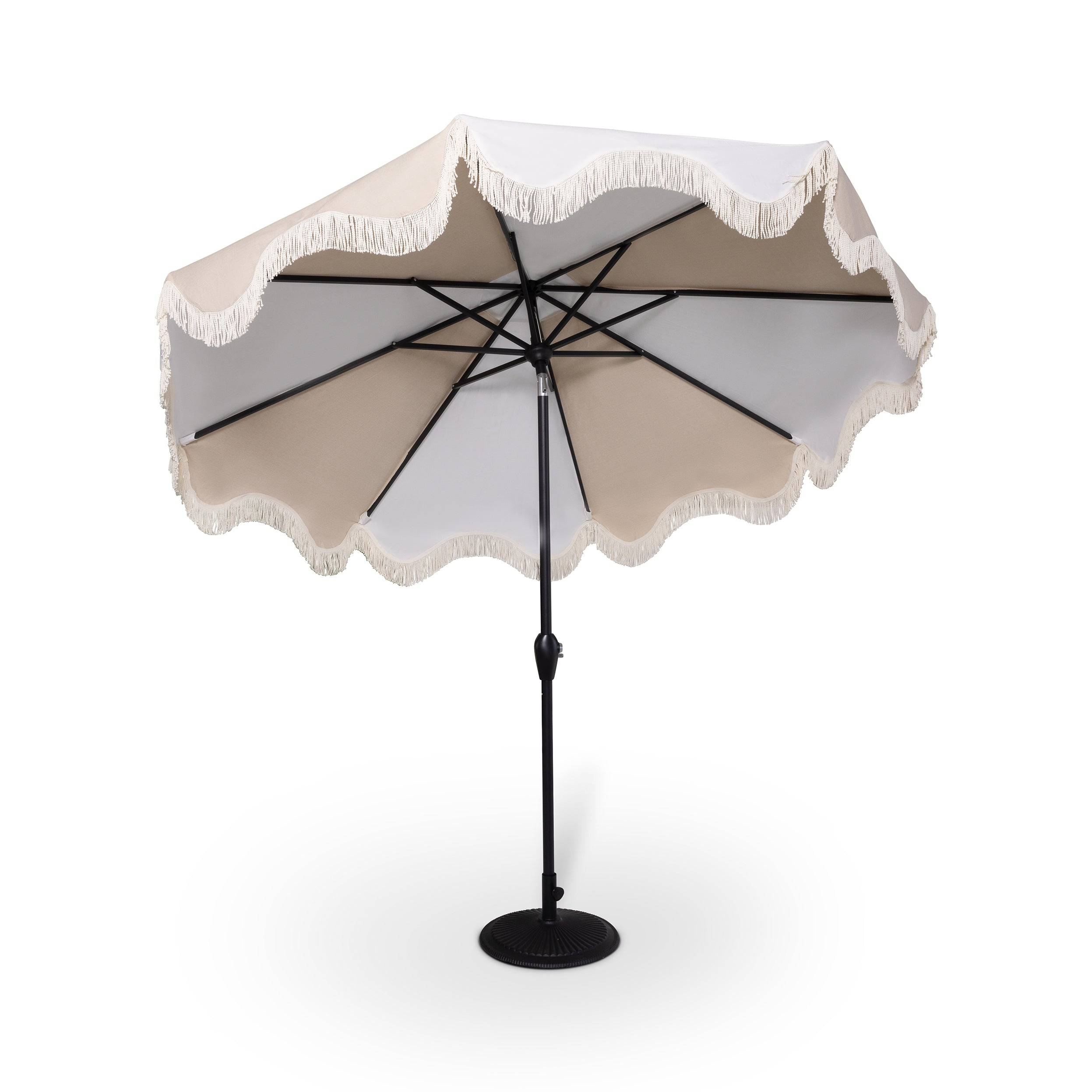 9' Classic Umbrella - Oat/White Stripe - Image 3