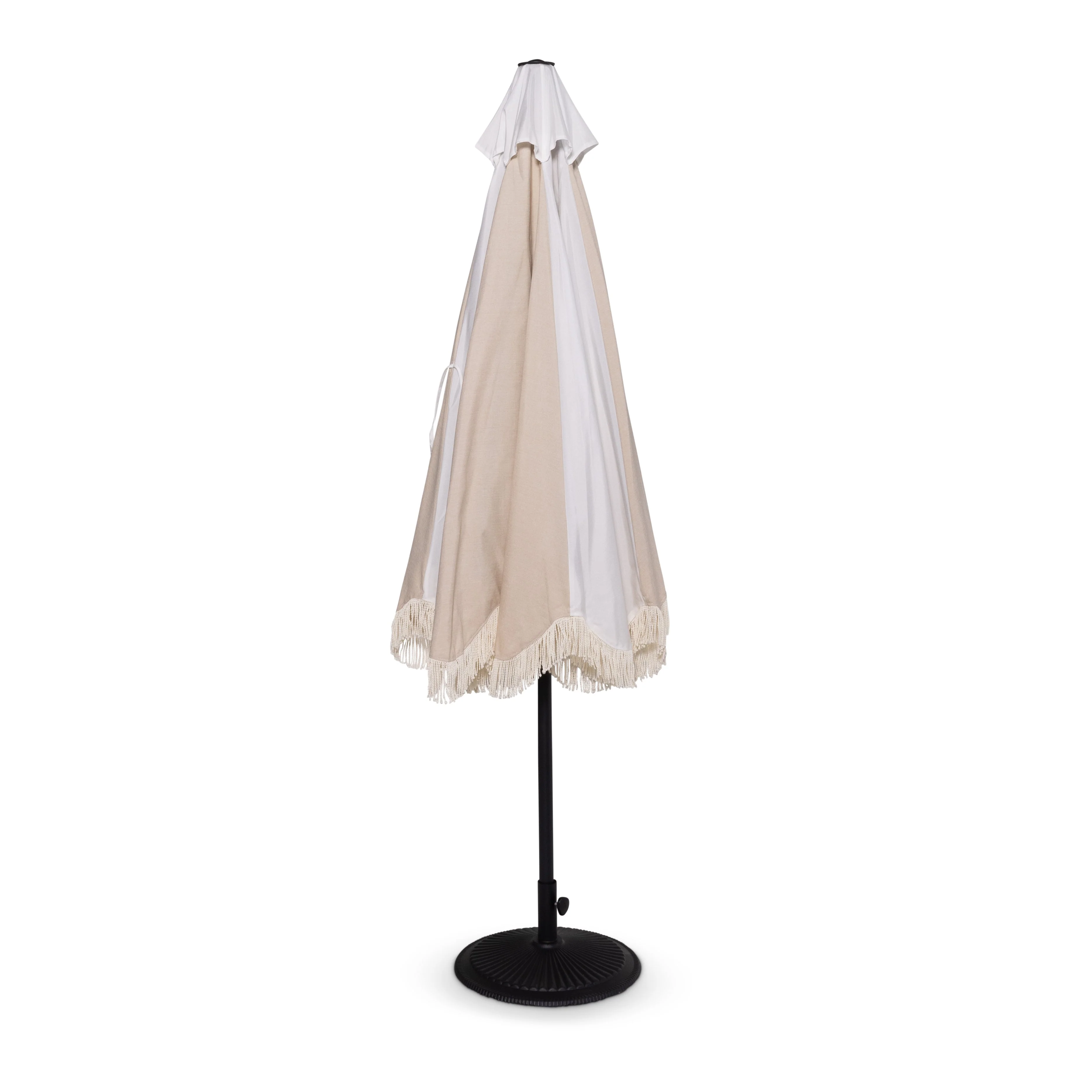 9' Classic Umbrella - Oat/White Stripe - Image 4