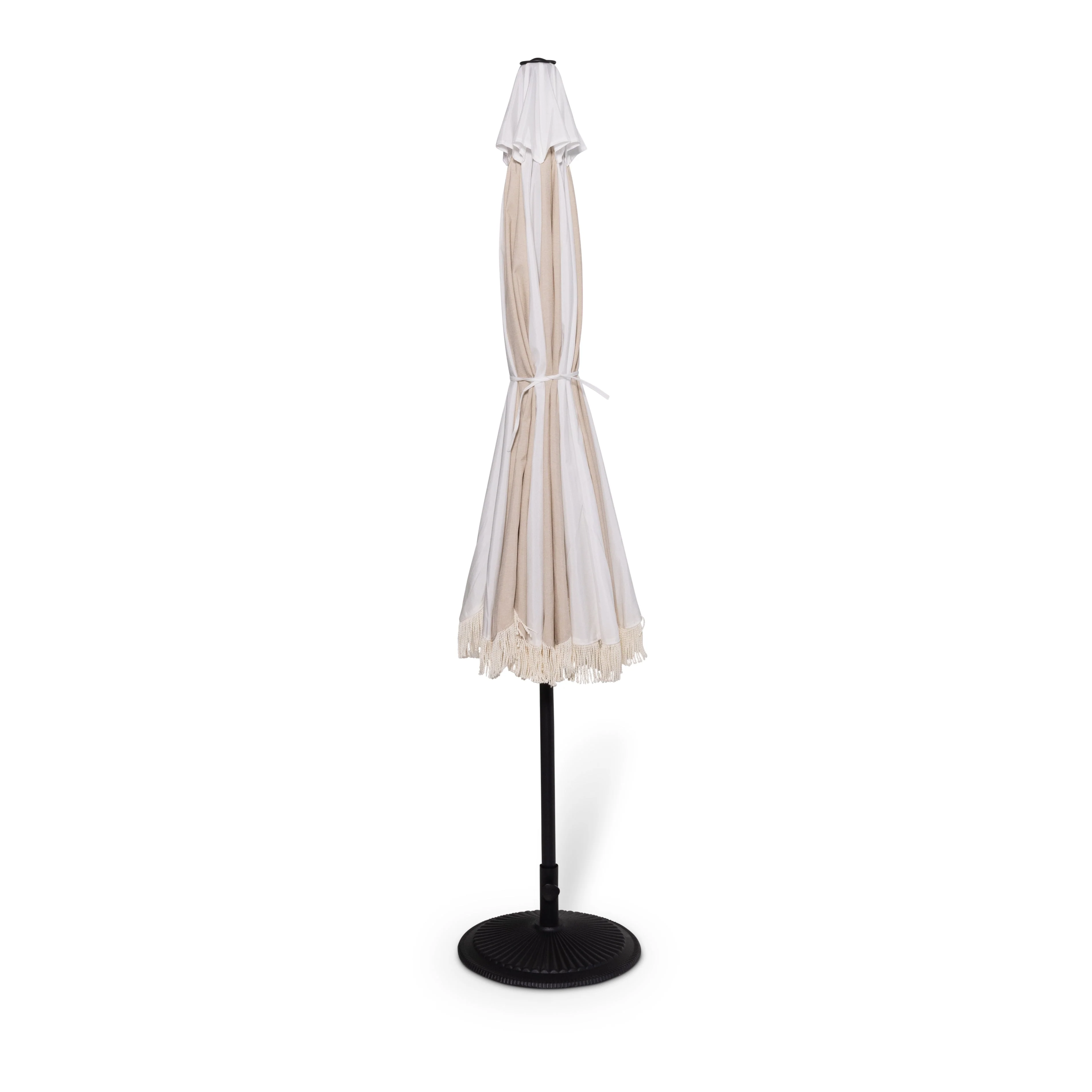 9' Classic Umbrella - Oat/White Stripe - Image 5