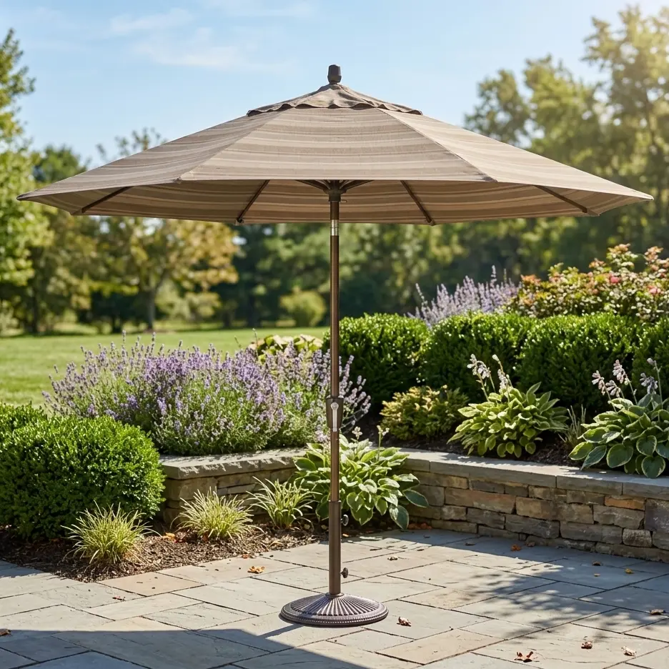 9' Designer Auto Tilt Market Umbrella - Trusted Fog