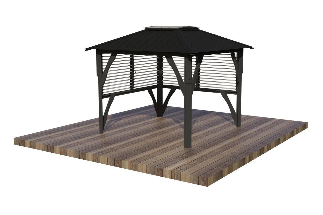 9'x9' Napa Cabana Louvered Gazebo W/ Side Bar & 2 Barstools - Image 15