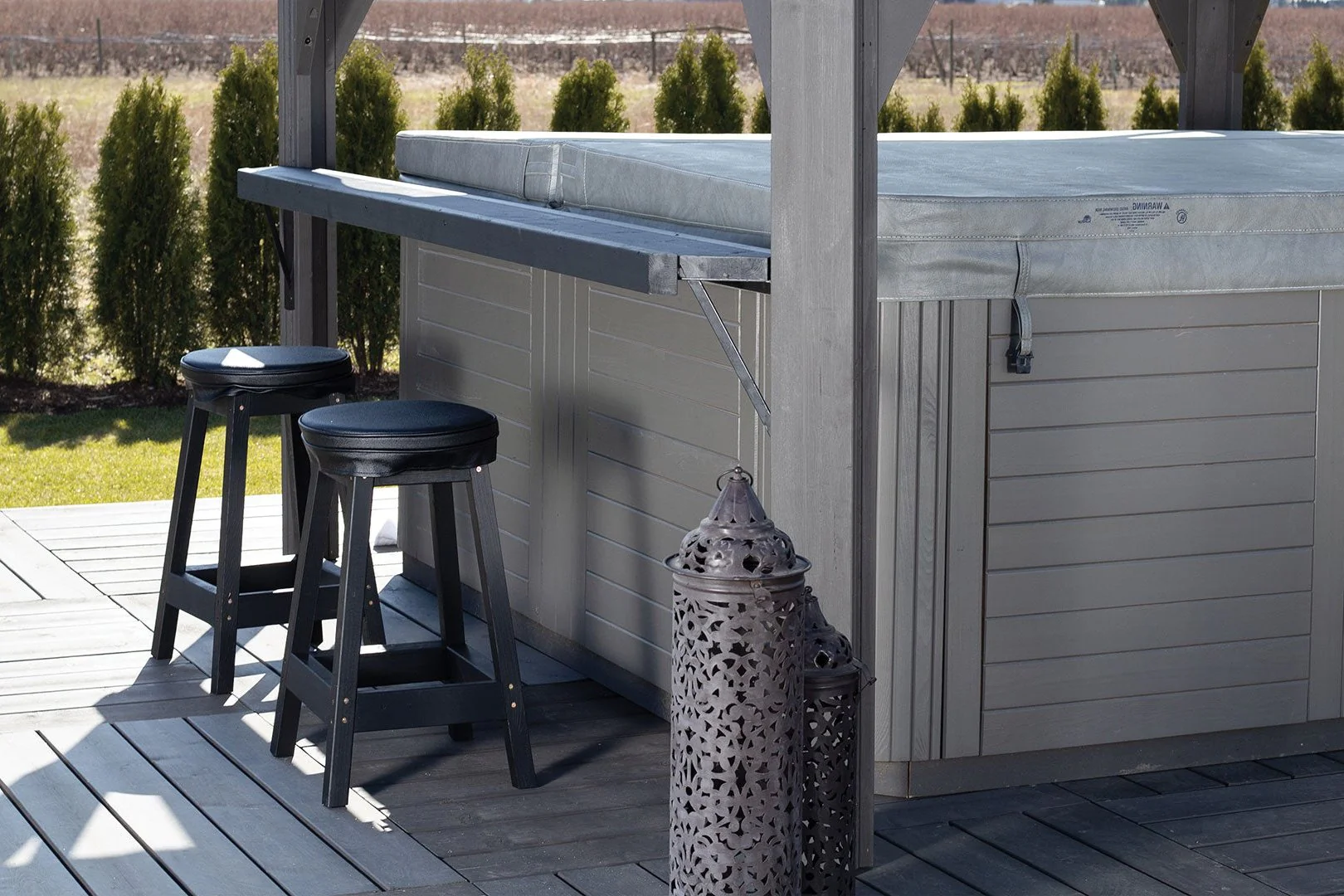 9'x9' Napa Cabana Louvered Gazebo W/ Side Bar & 2 Barstools - Image 3