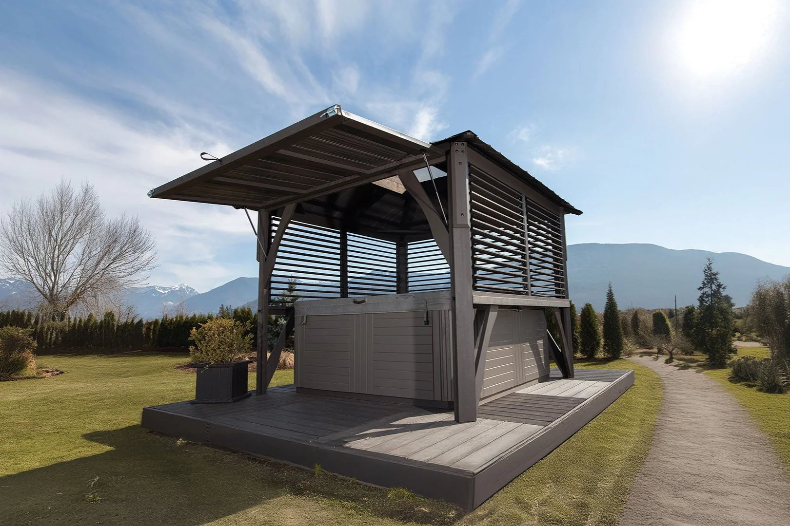 9'x9' Napa Cabana Louvered Gazebo W/ Side Bar & 2 Barstools - Image 5