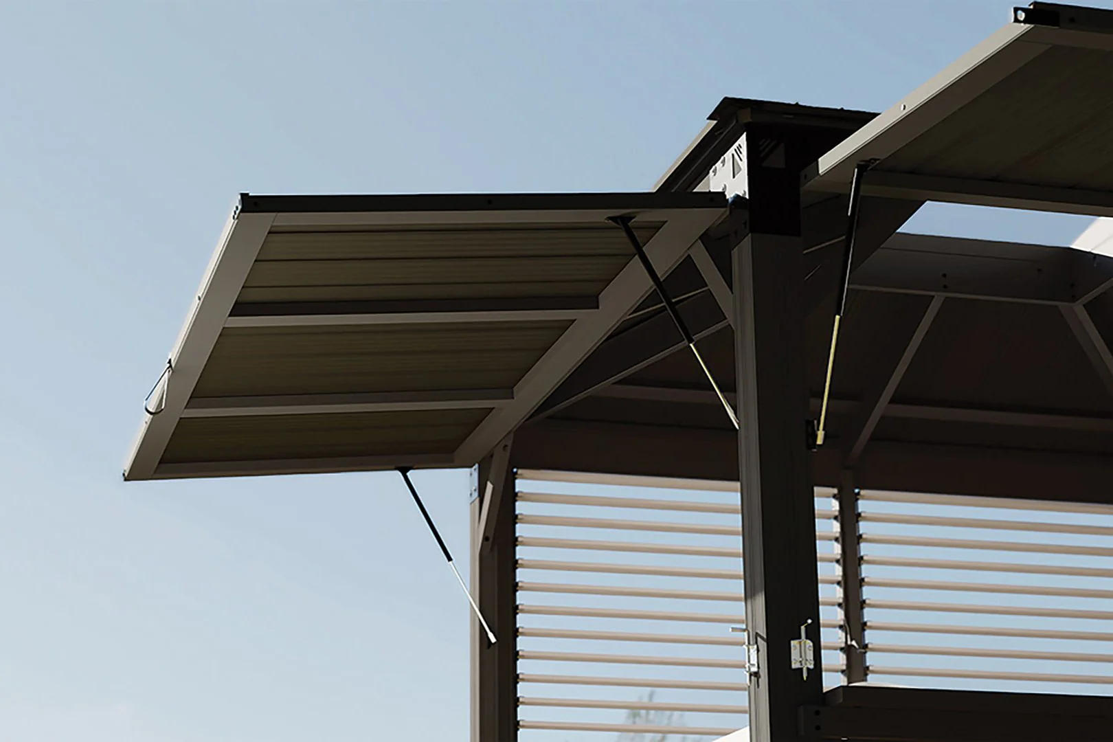 9'x9' Napa Cabana Louvered Gazebo W/ Side Bar & 2 Barstools - Image 7
