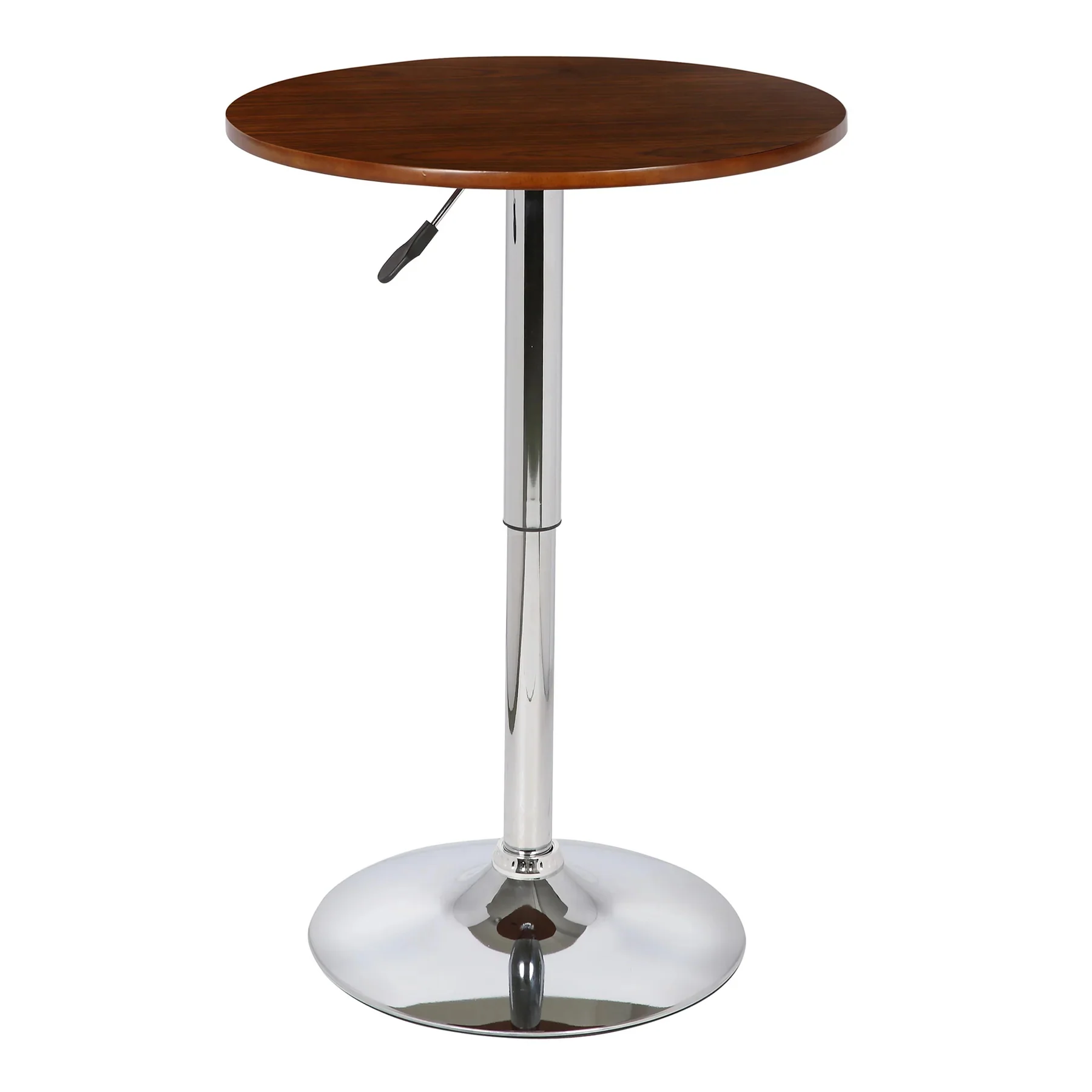 Baldwin 24" Round Adjustable Pub Table - Chrome/Walnut