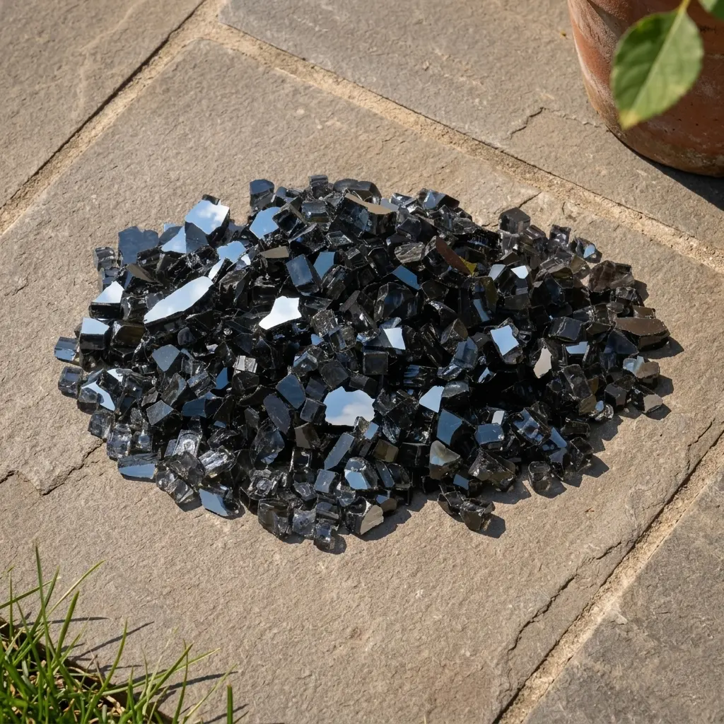 Black 10 lbs. Reflective Fire Glass 1/4"