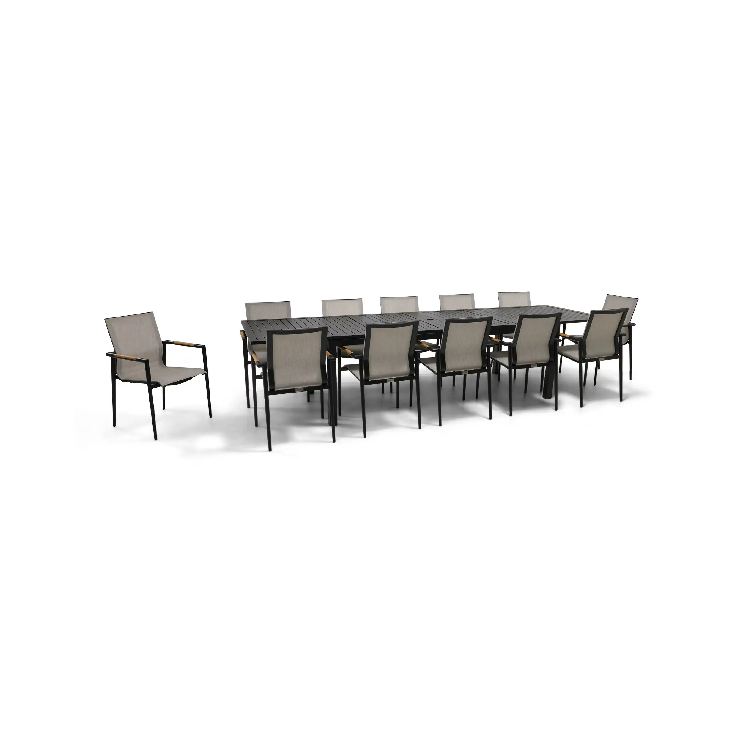 Capri 13 Piece Grey Sling Dining Group - Image 2