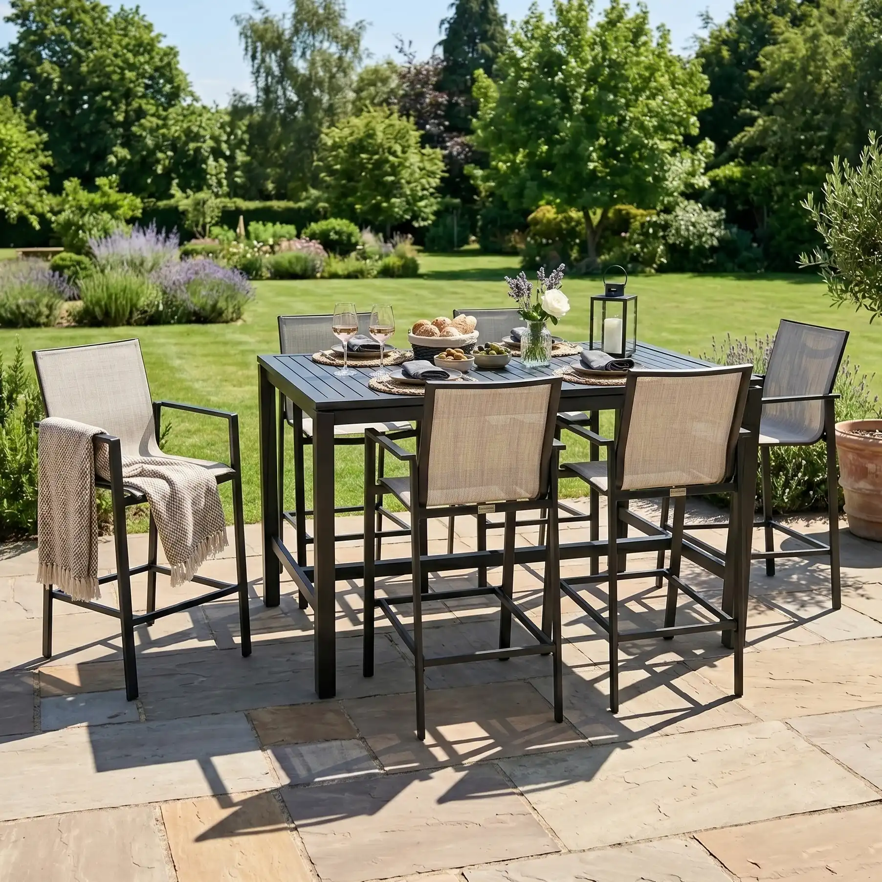 Mila 7 Piece Grey Sling Bar Height Group