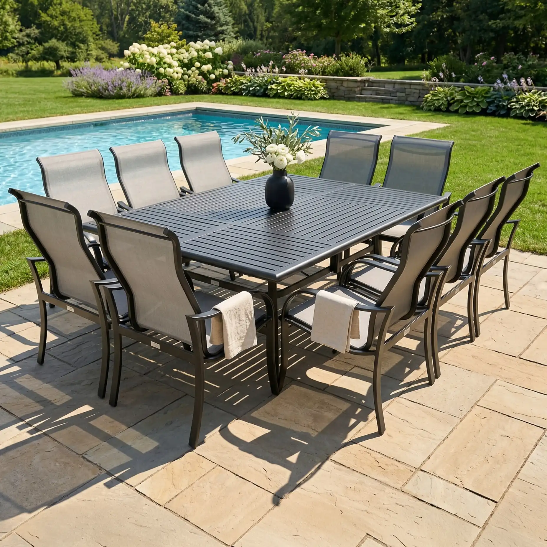 Coastline 11 Piece Black Dining Group W/ 60"x84" Rect. Table