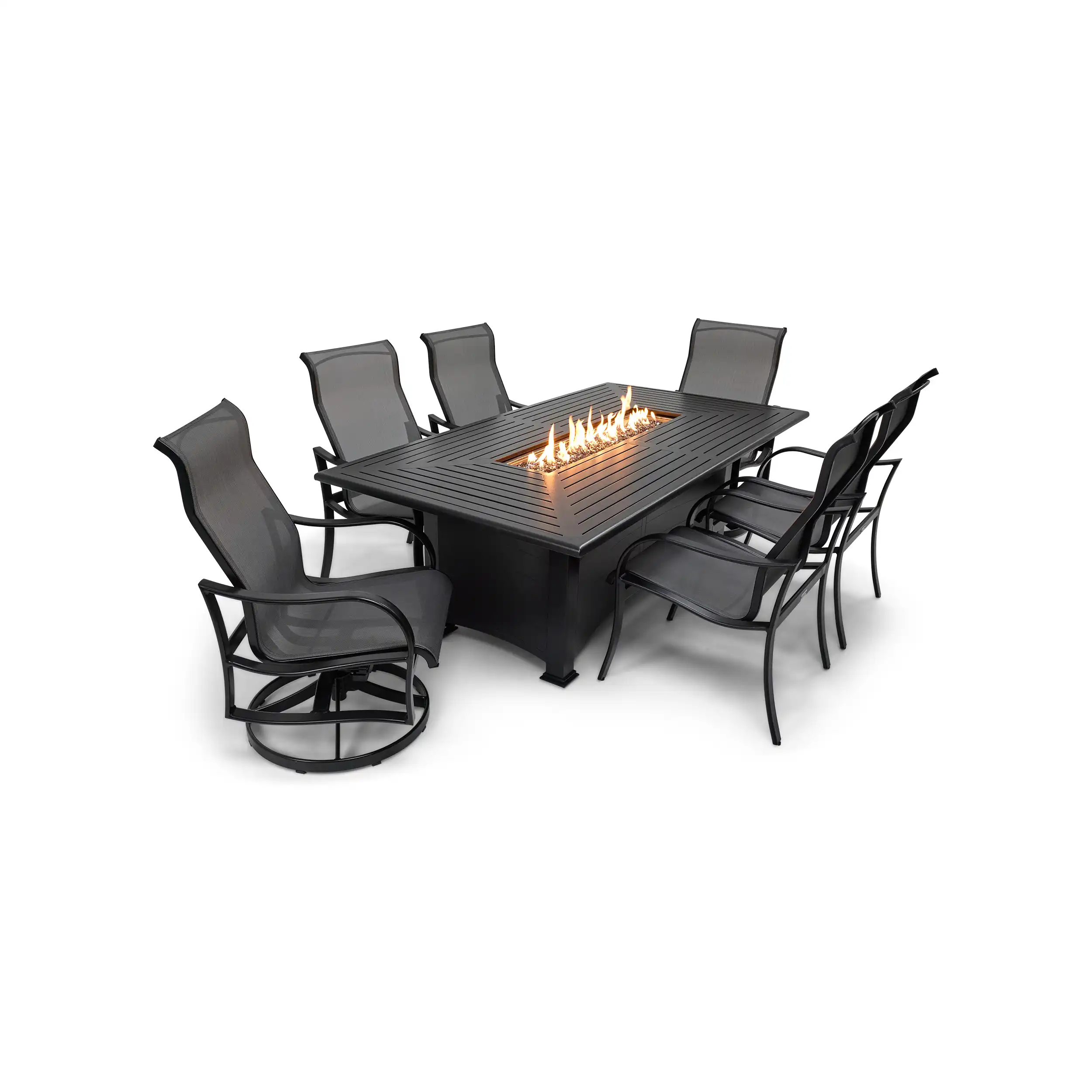 Coastline 7 Piece Black Firepit Dining Group - Image 6