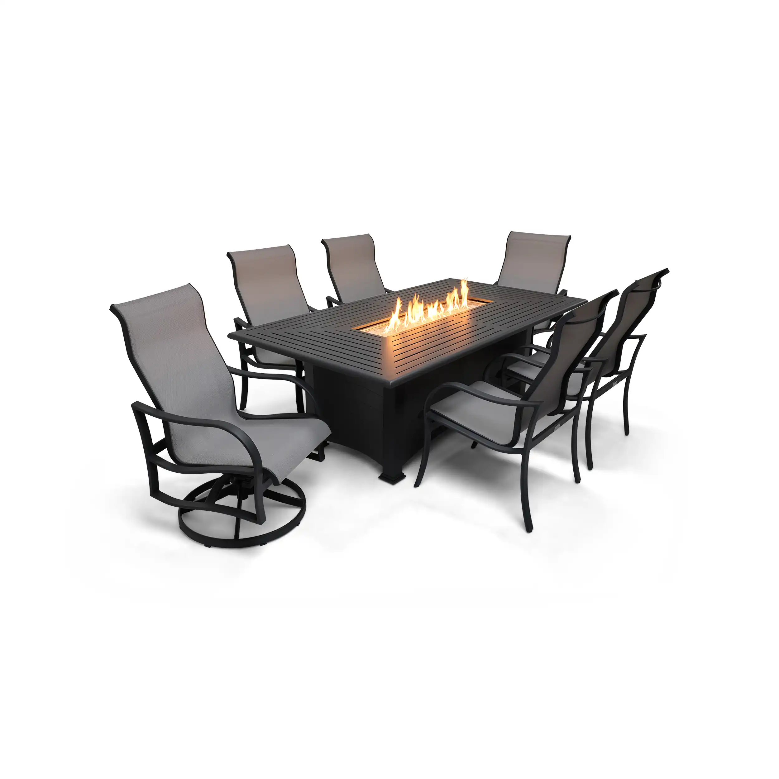 Coastline 7 Piece Graphite Firepit Dining Group - Image 10