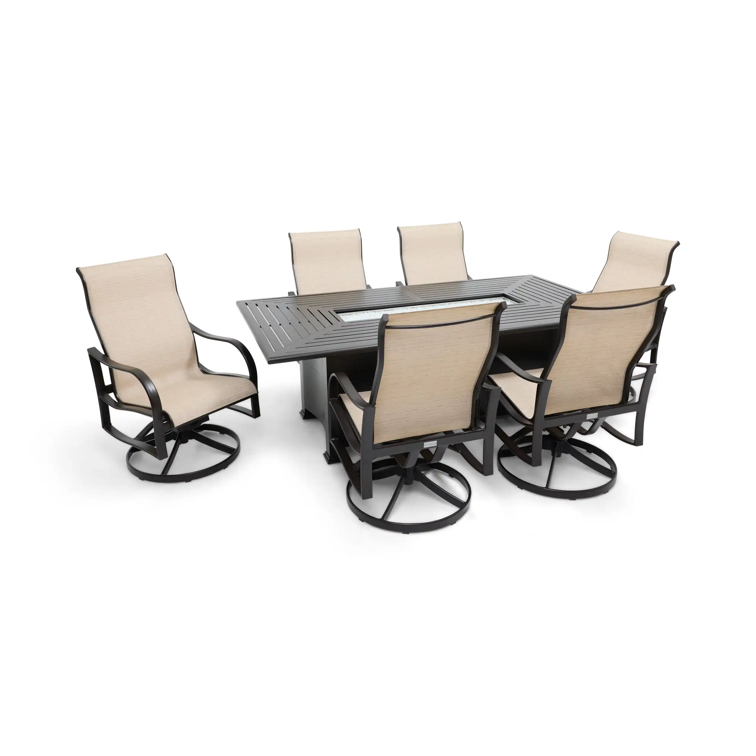 Coastline 7 Piece Scoria Firepit Dining Group - Image 6