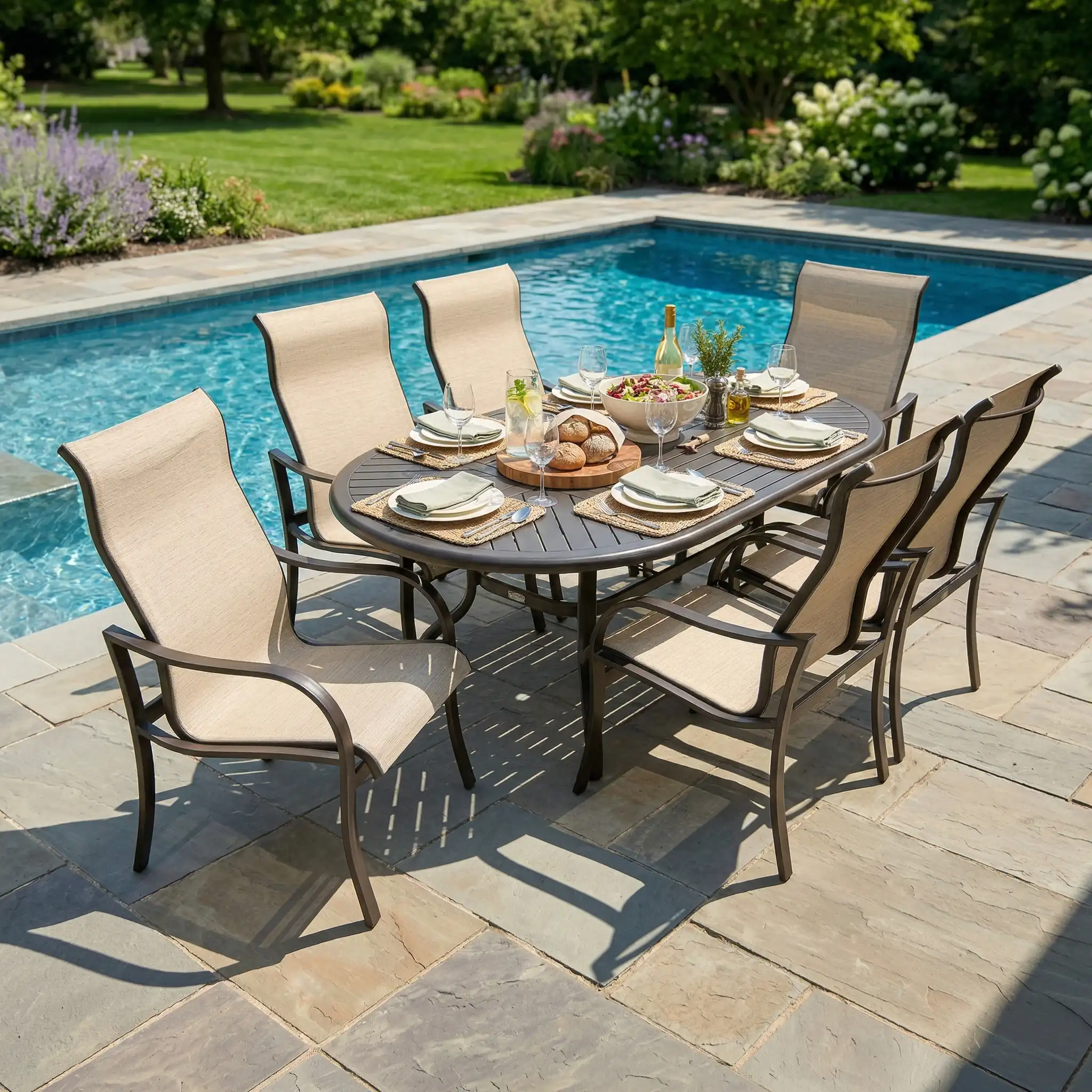 Coastline 7 Piece Scoria Oval Dining Group