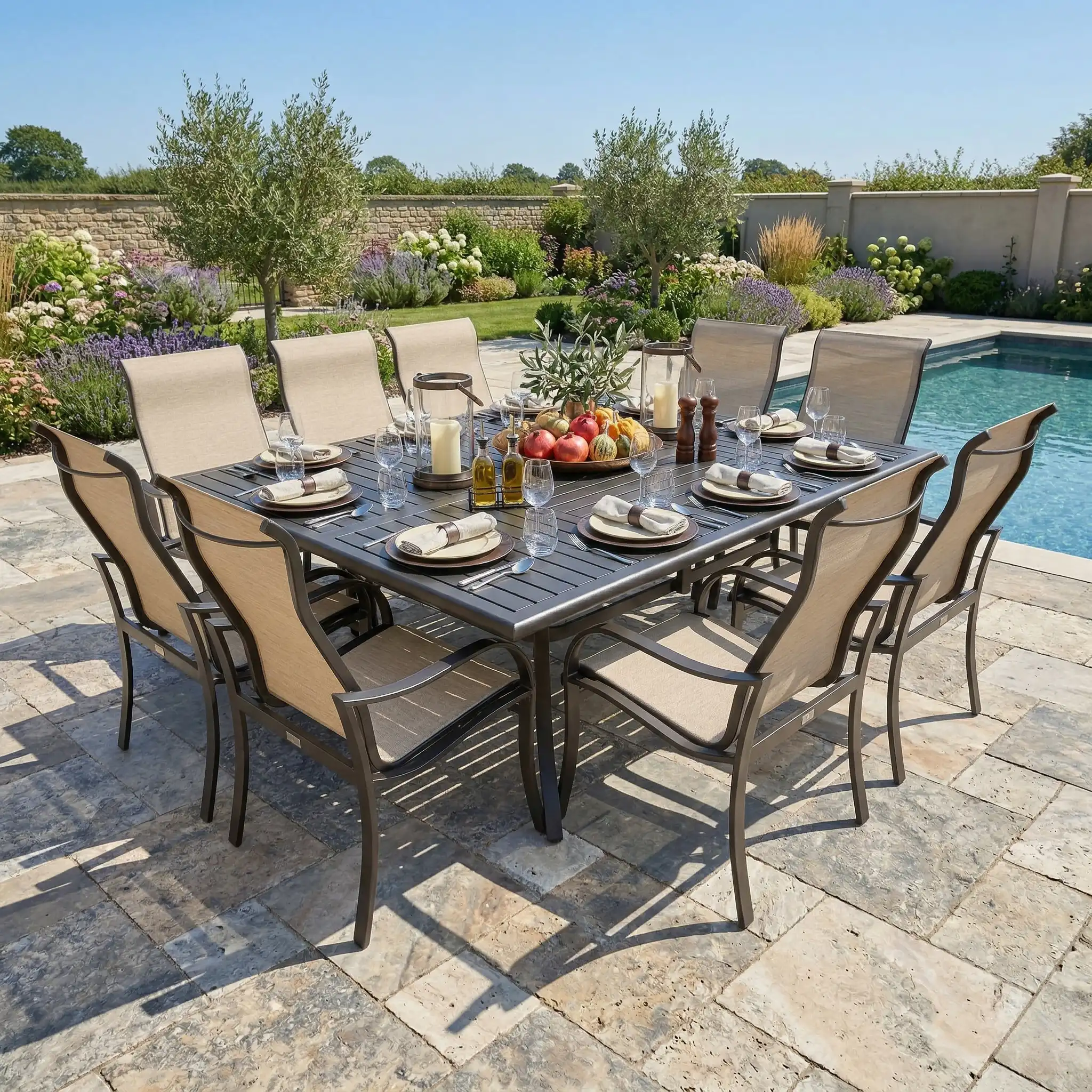 Coastline 9 Piece Scoria Dining Group W/ 60"x84" Rect. Table