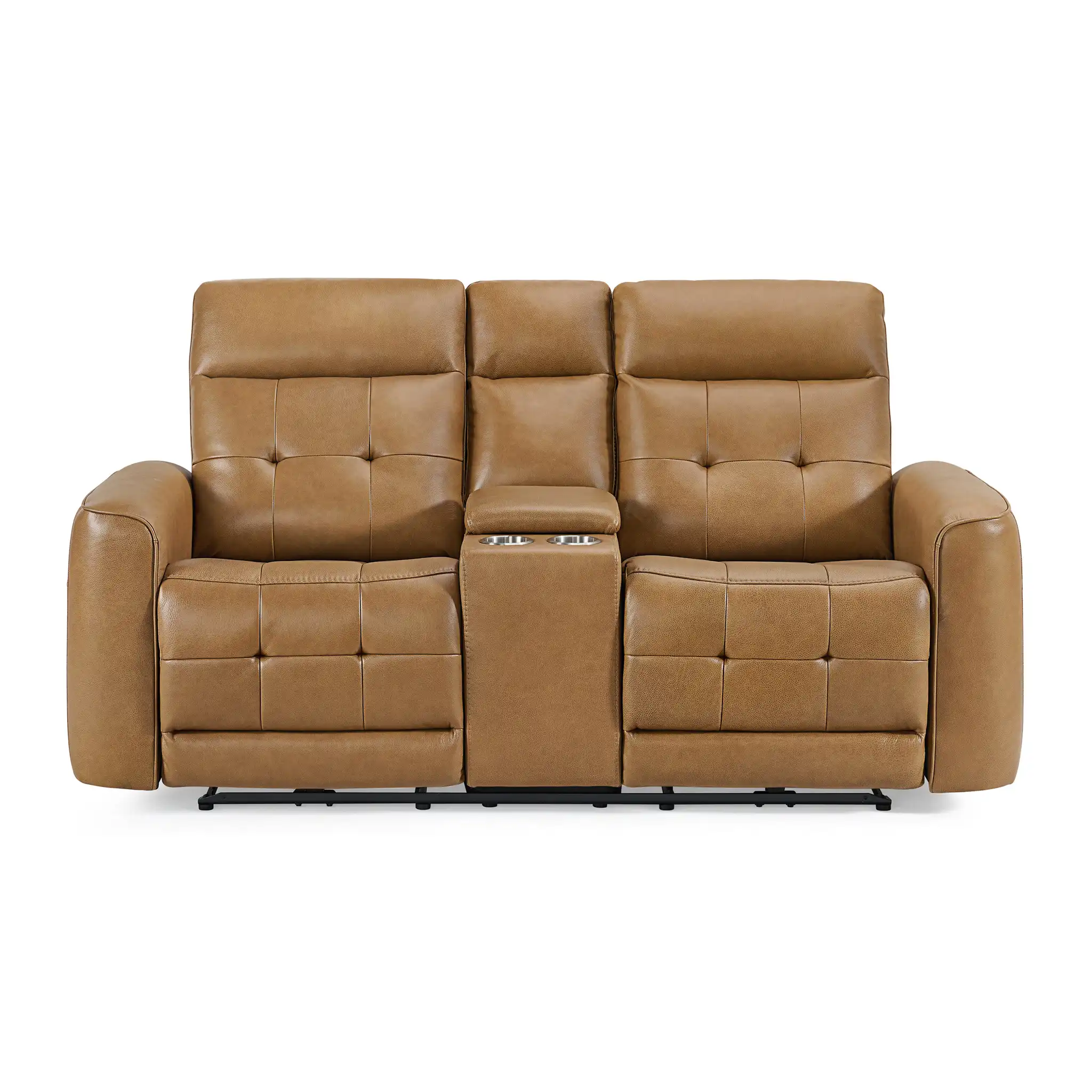 Cole Brown Dual Power Leather Loveseat