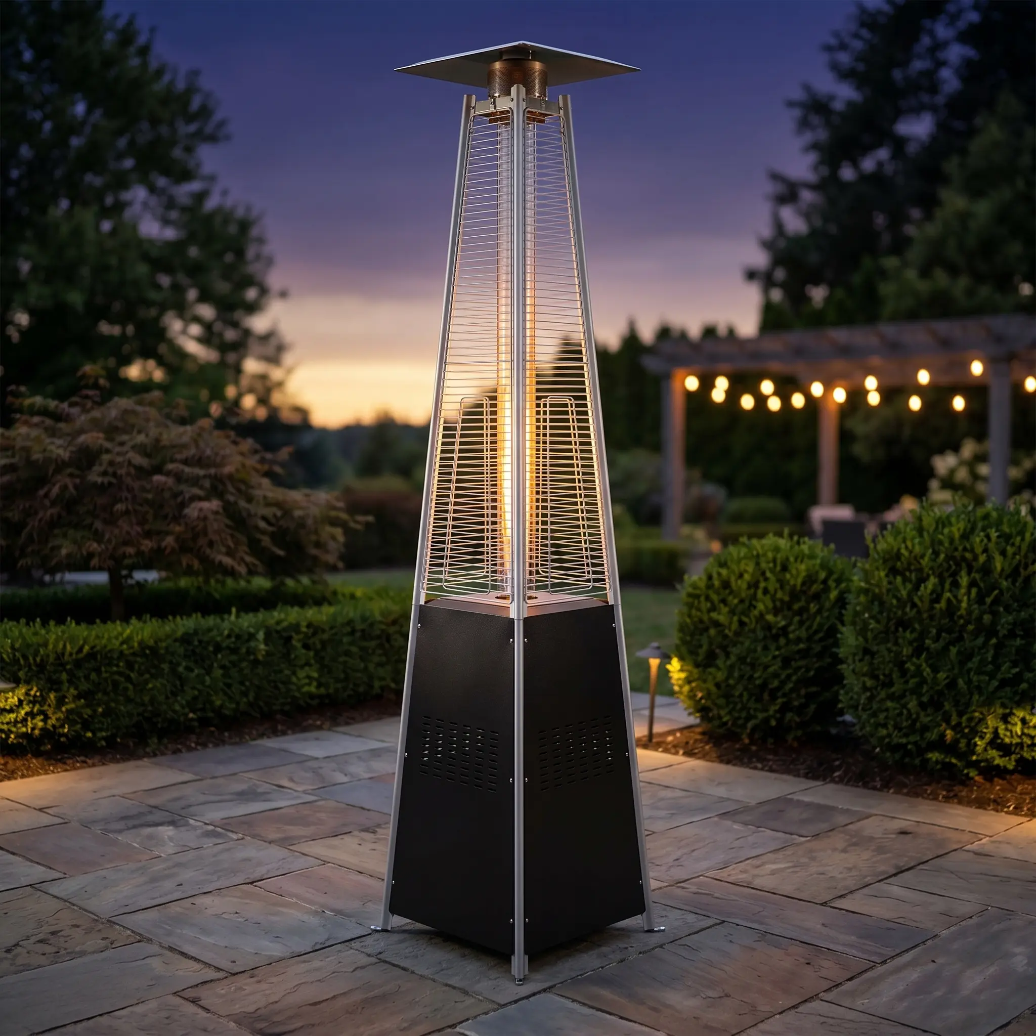 Commercial Glass Tube 40K BTU Patio Heater - Black