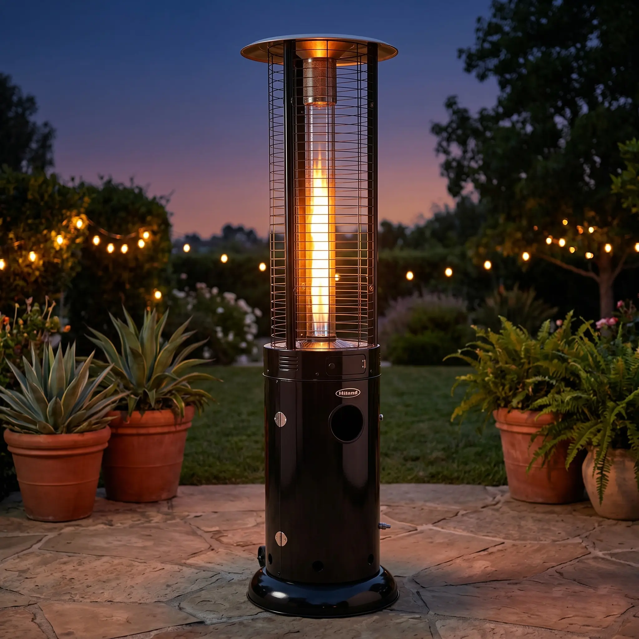 Commercial Round Glass Tube 40K BTU Patio Heater- Black