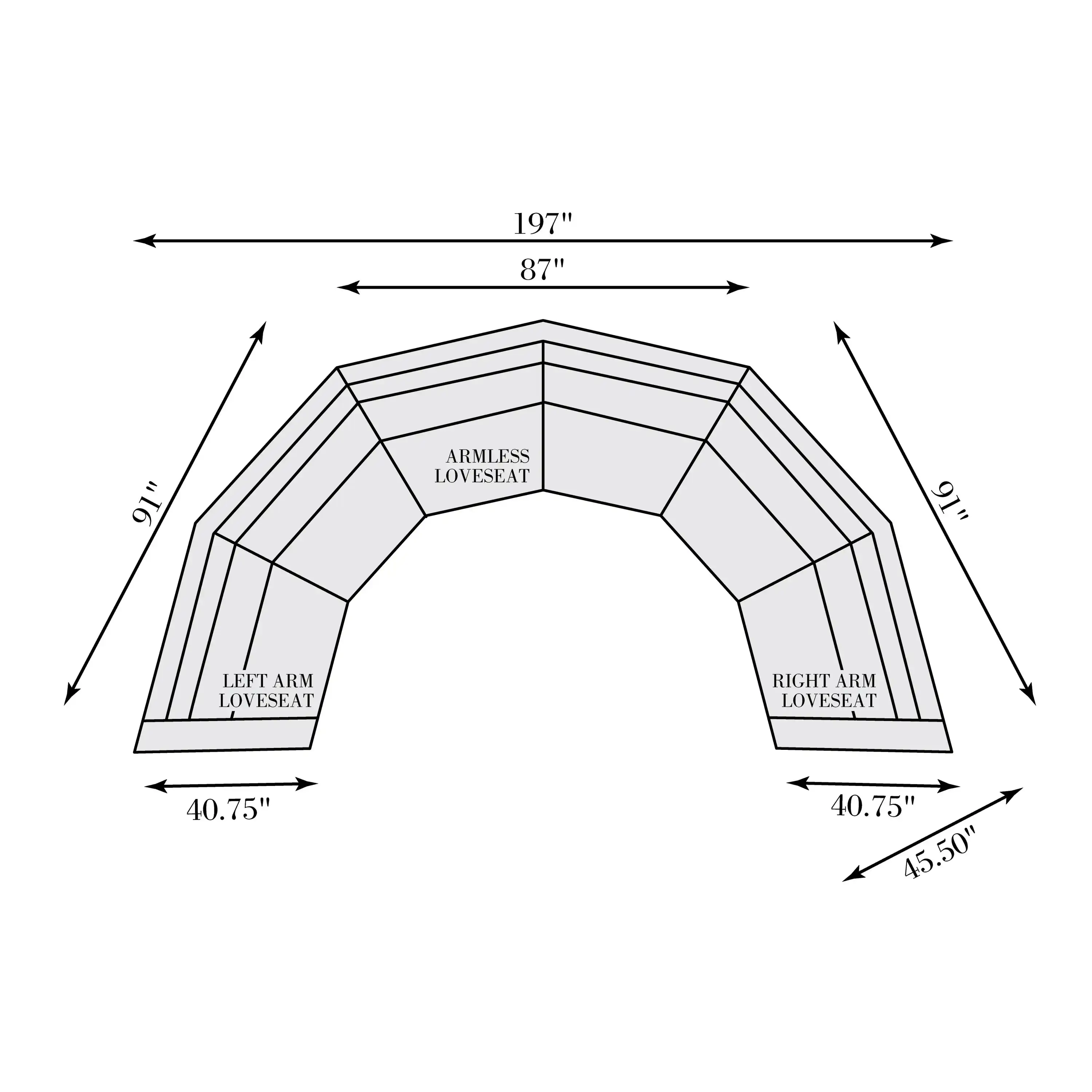 Del Sol 3 Piece Curved Sectional Group - Image 3