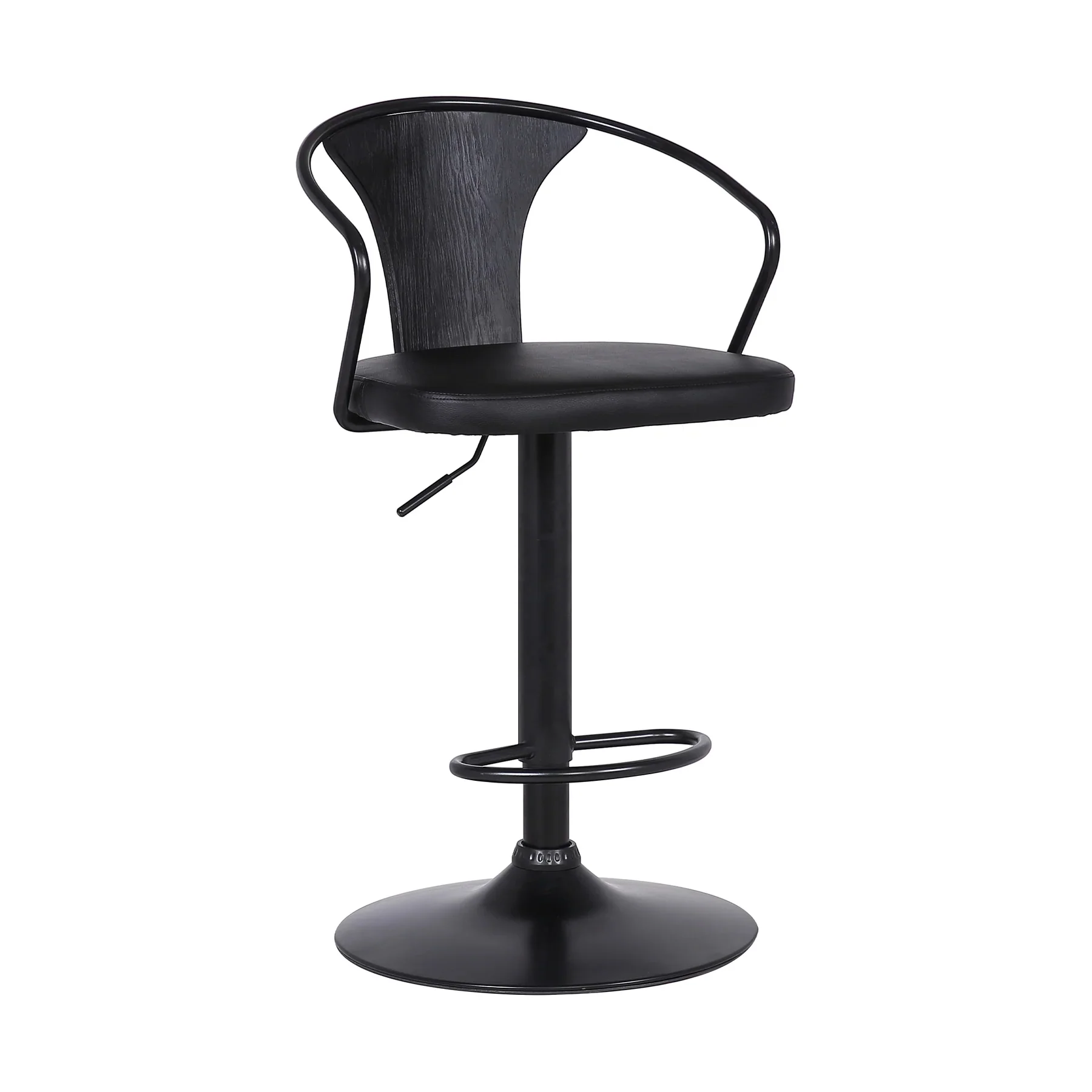 Eli 26"-30" Adjustable Swivel Barstool - Black/Black