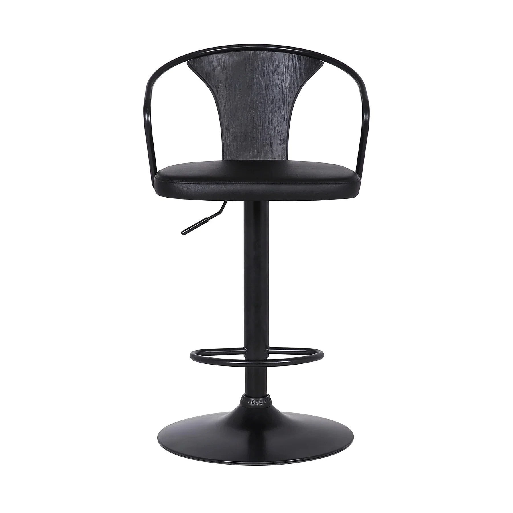 Eli 26"-30" Adjustable Swivel Barstool - Black/Black - Image 2