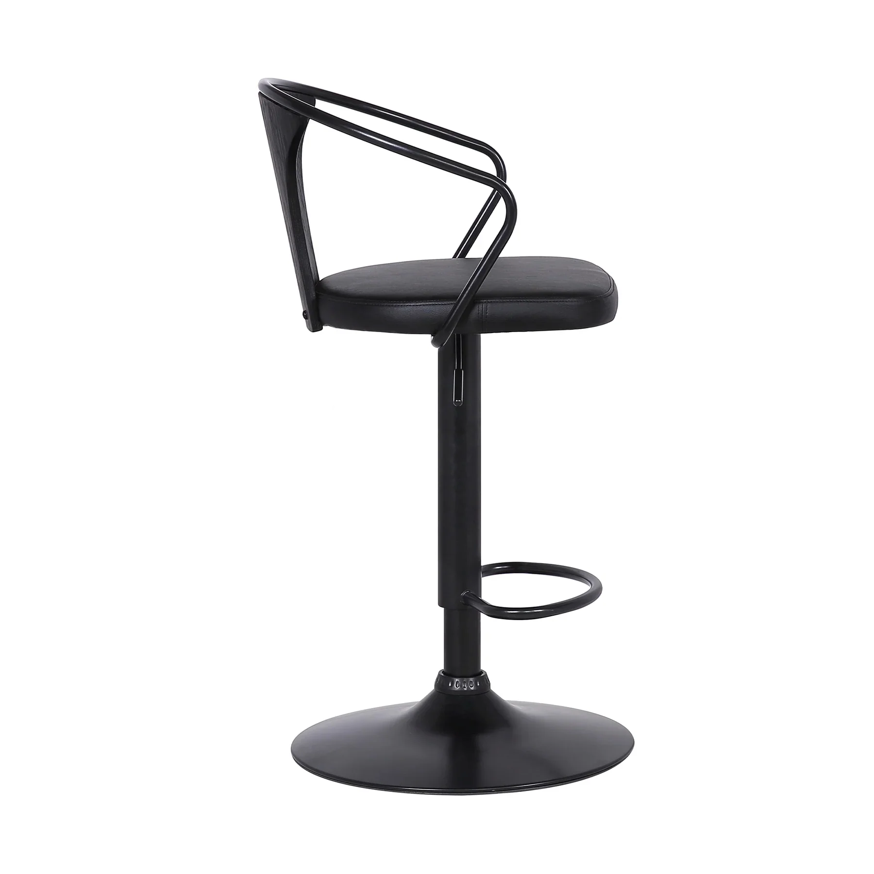 Eli 26"-30" Adjustable Swivel Barstool - Black/Black - Image 3
