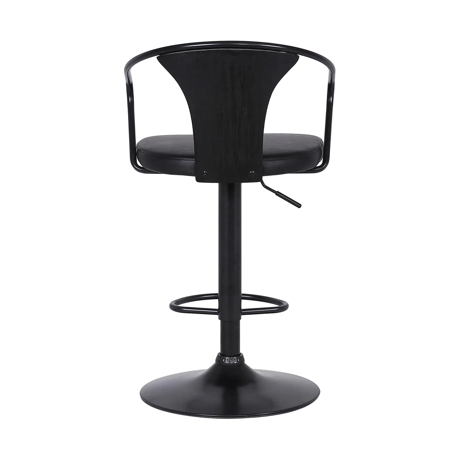 Eli 26"-30" Adjustable Swivel Barstool - Black/Black - Image 4