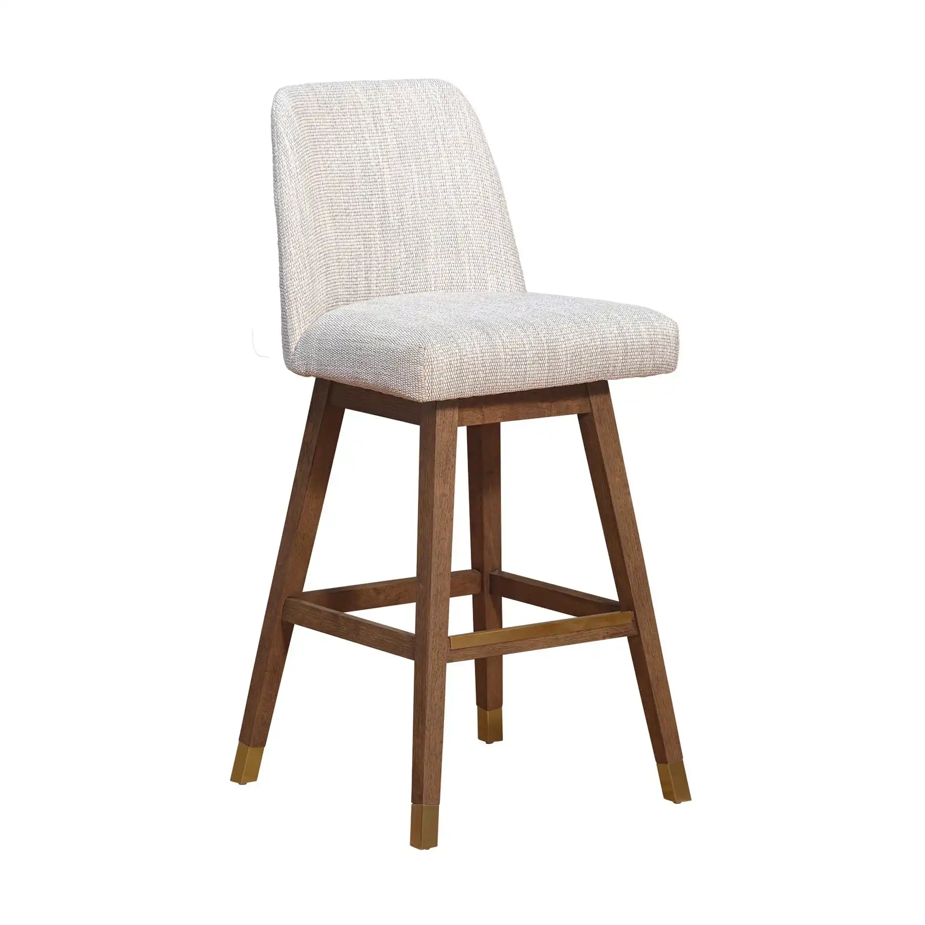 Eliana Swivel 30" Wood Barstool - Brown Oak/Beige