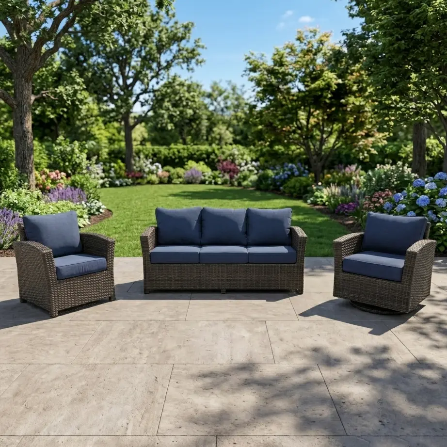 Ellis 3 Piece Sofa Group - Indigo Acrylic