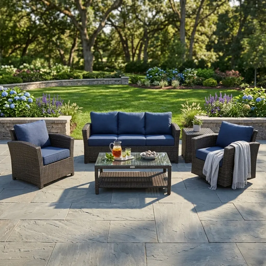 Ellis 5 Piece Sofa Chat Group - Indigo Acrylic