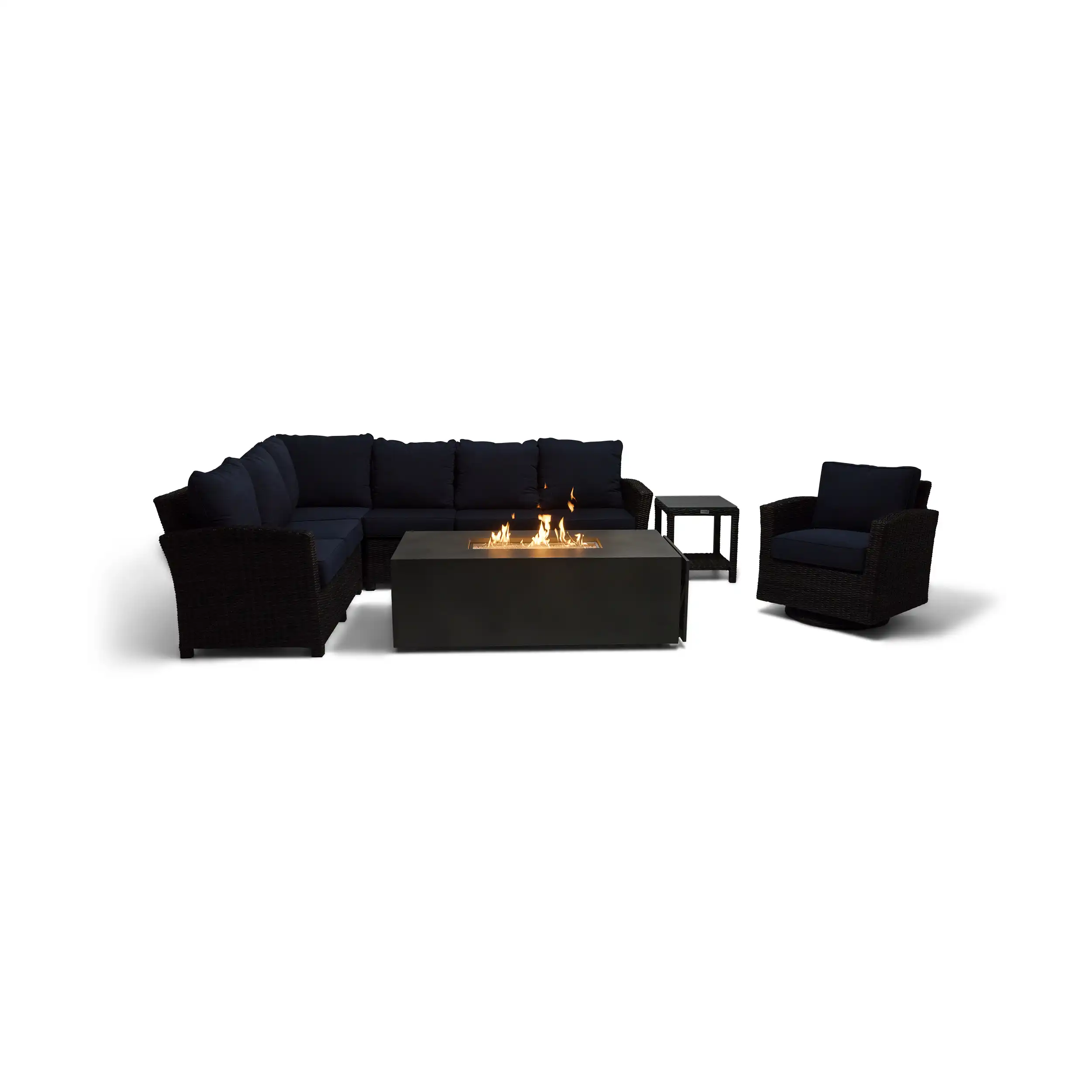 Ellis 7 Piece Sectional Firepit Chat Group - Indigo Acrylic - Image 2