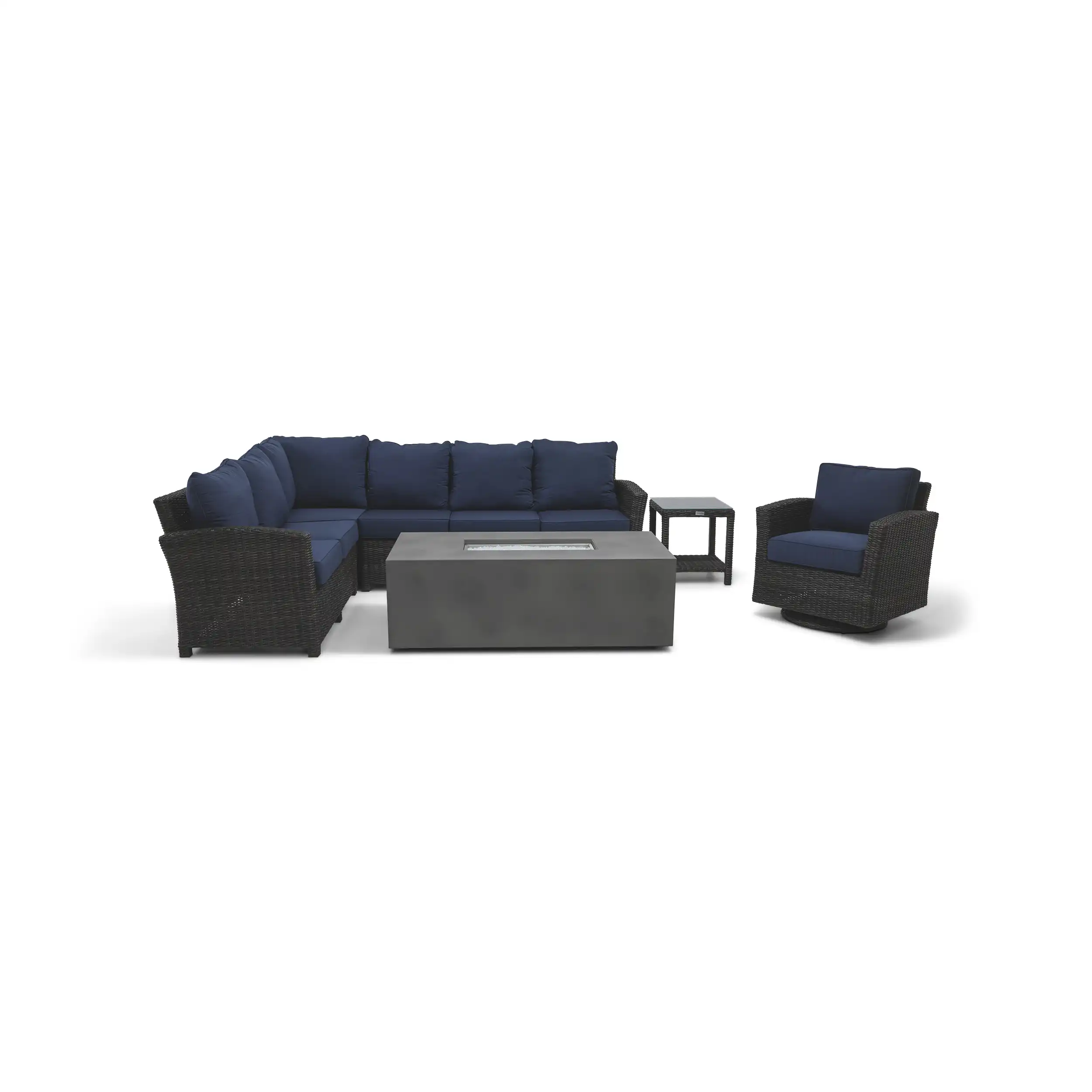 Ellis 7 Piece Sectional Firepit Chat Group - Indigo Acrylic - Image 3