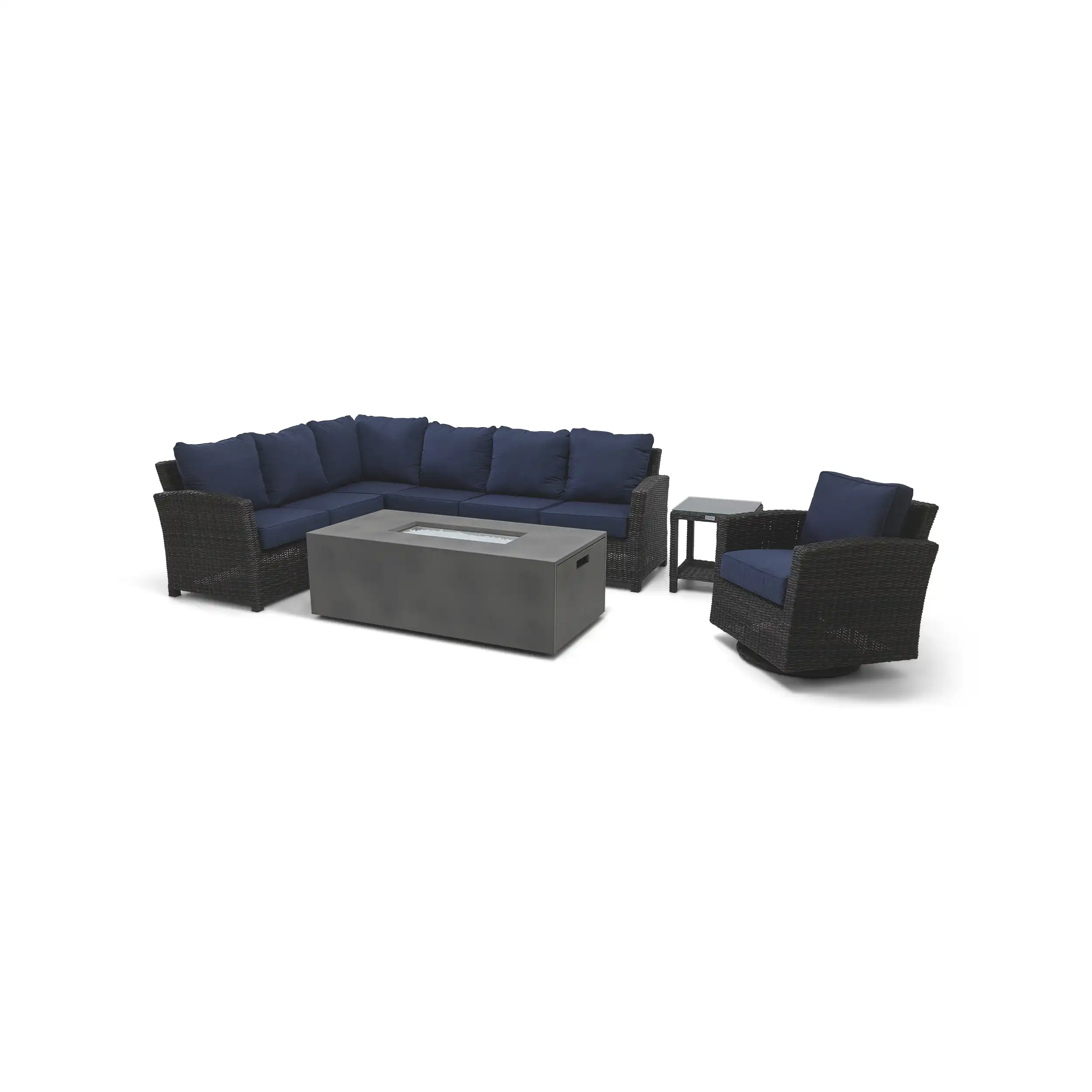 Ellis 7 Piece Sectional Firepit Chat Group - Indigo Acrylic - Image 4