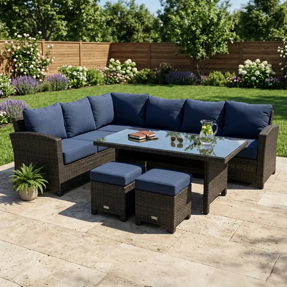 Ellis 7 Piece Sectional Chat Group - Indigo Acrylic