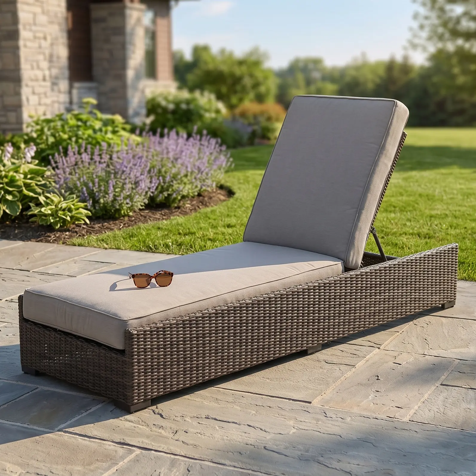 Ellis Silver Oak Woven Chaise Lounge - Dove Acrylic