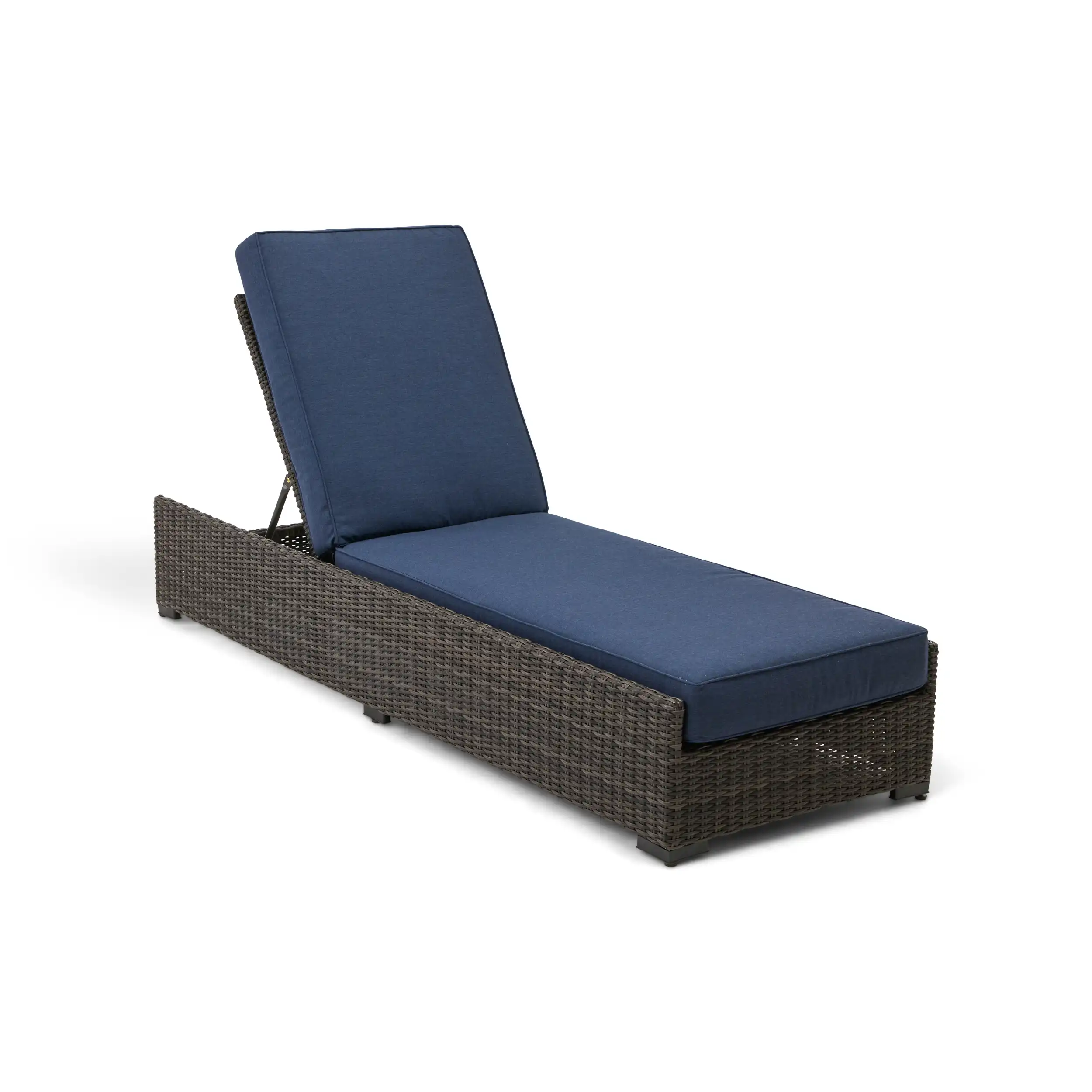 Ellis Silver Oak Woven Chaise Lounge - Indigo Acrylic - Image 2