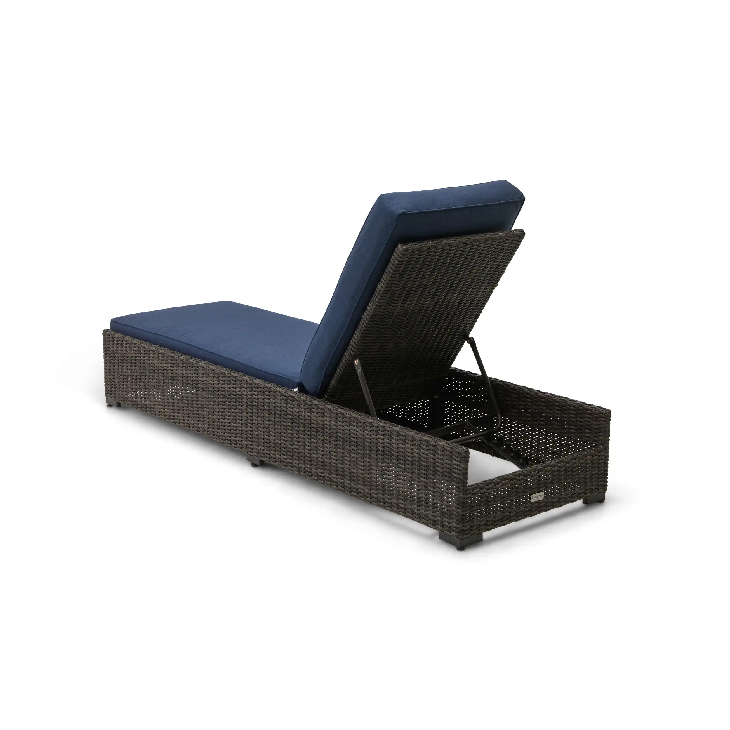 Ellis Silver Oak Woven Chaise Lounge - Indigo Acrylic - Image 5