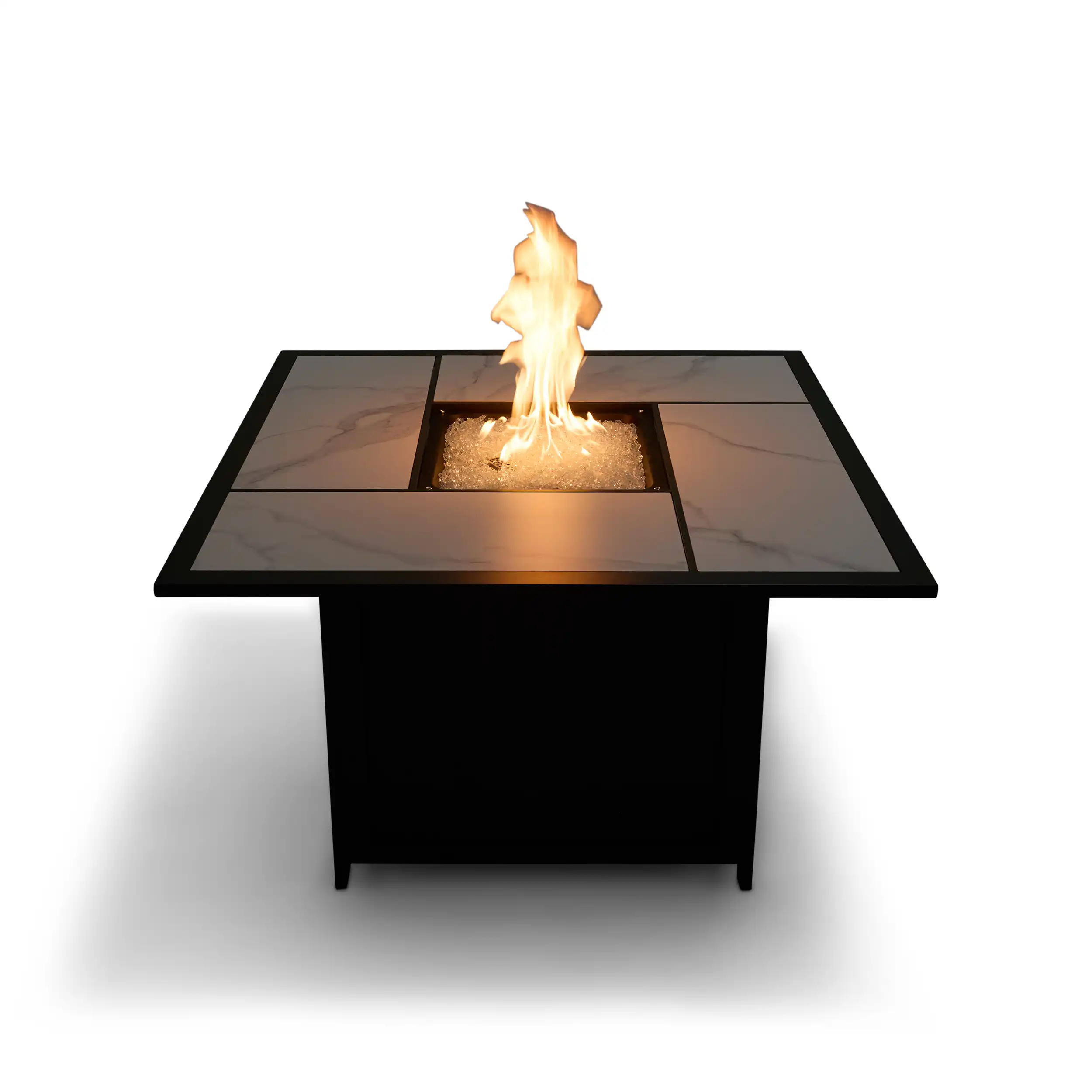 42" Square Black Sintered Stone Firepit W/ Lid - Image 4