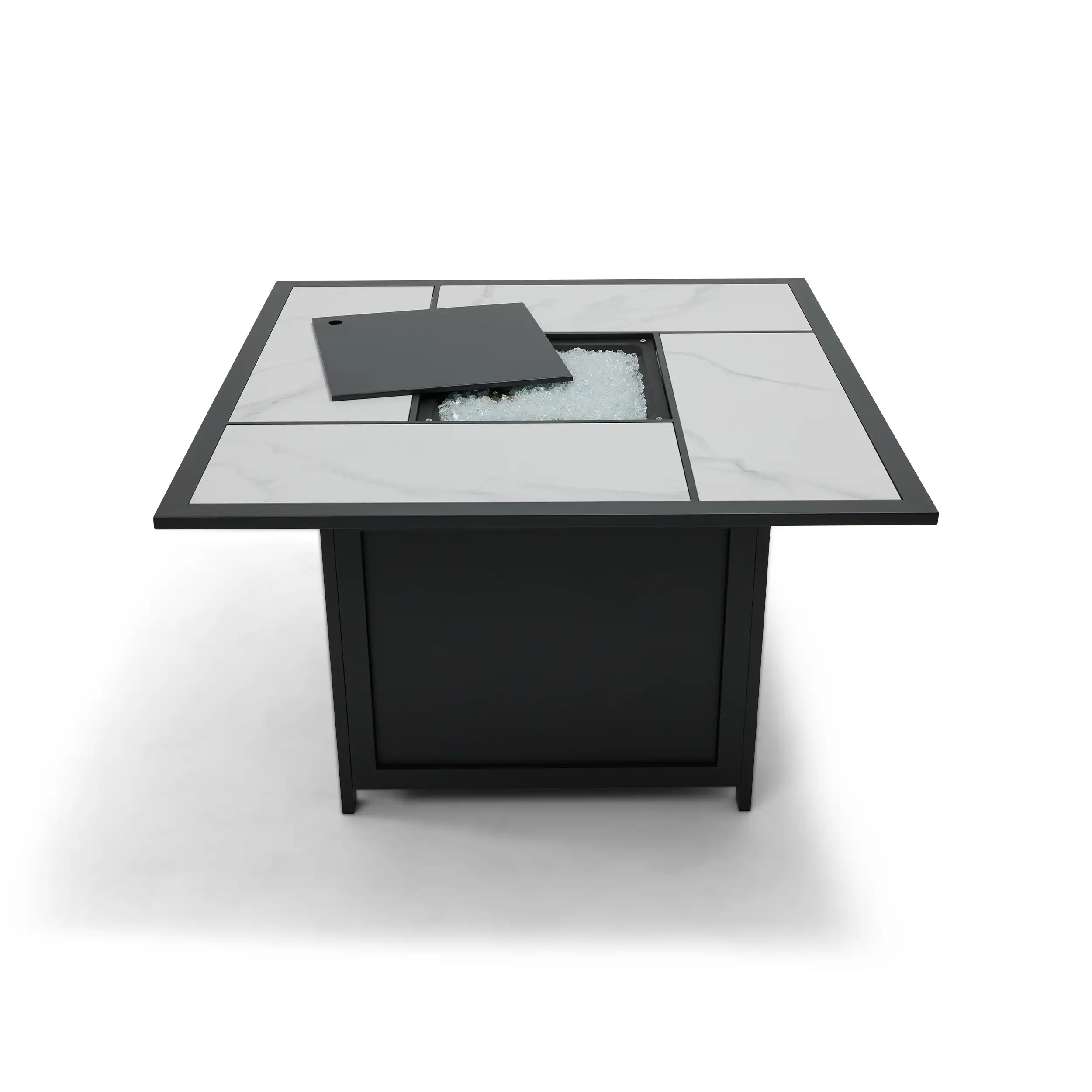 42" Square Black Sintered Stone Firepit W/ Lid - Image 6