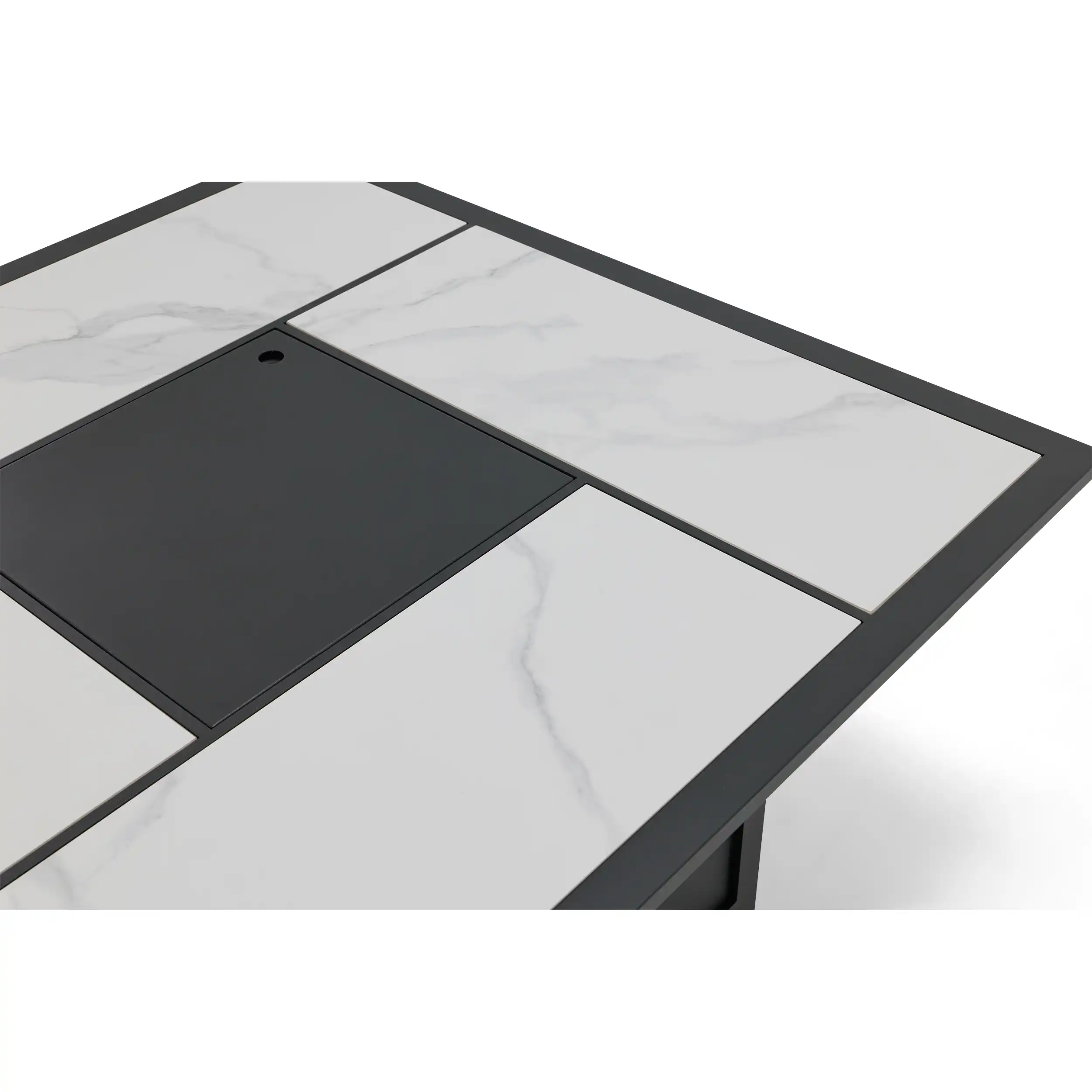 42" Square Black Sintered Stone Firepit W/ Lid - Image 8