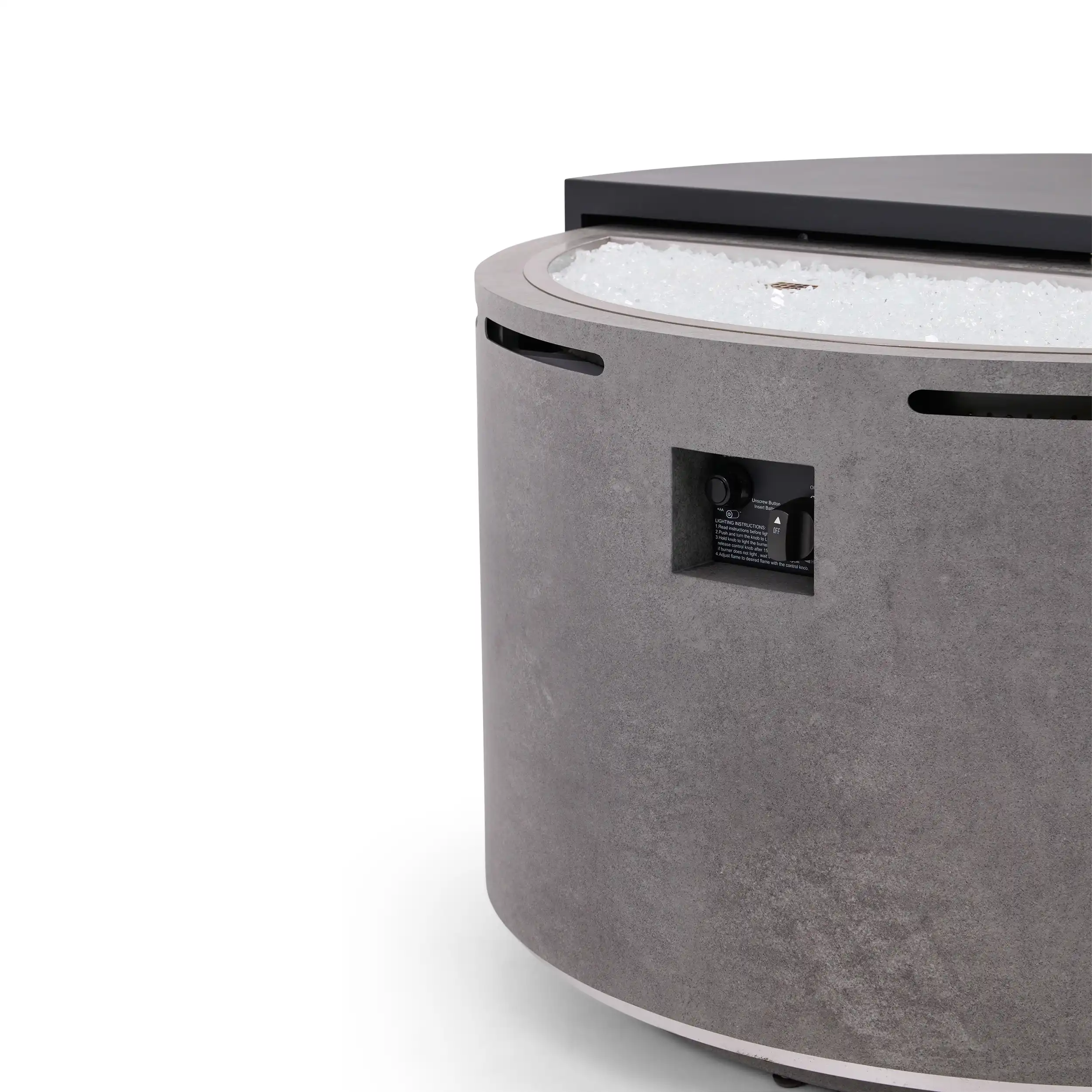 44" Round Concrete Black Modern Firepit/Coffee Table - Image 7