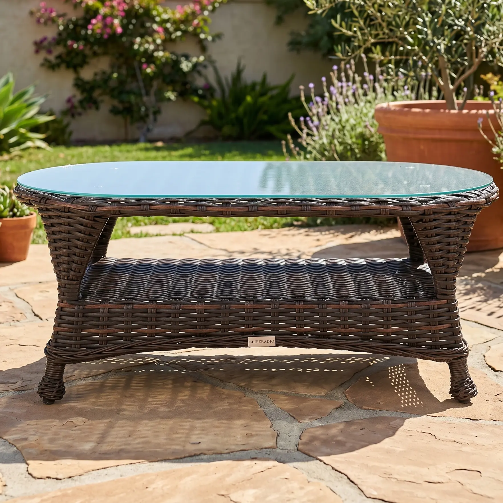 Glenview Roasted Pecan Coffee Table W/Glass