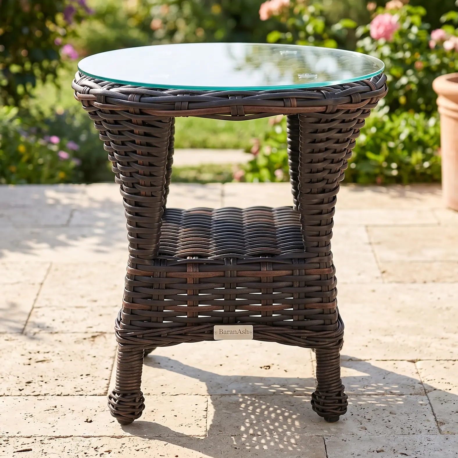 Glenview Roasted Pecan End Table W/Glass