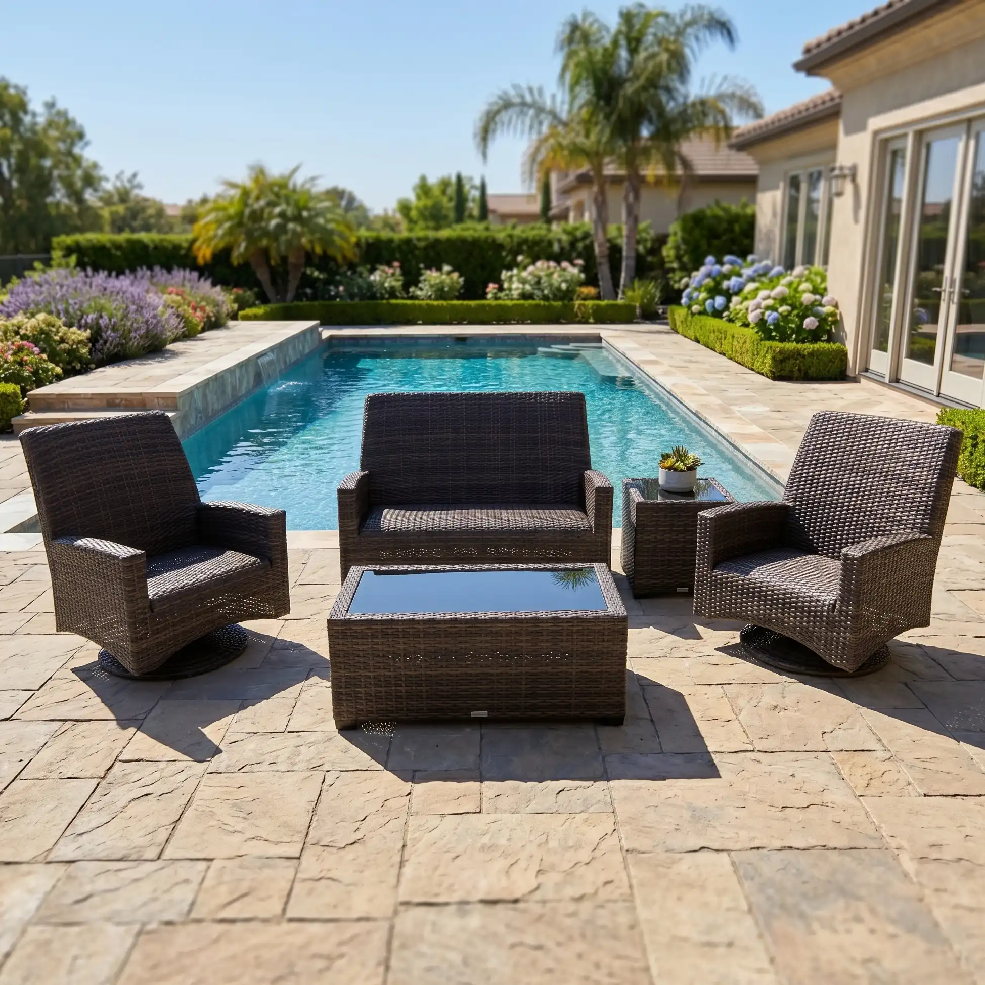 Grey Kampala 5 Piece QDF Loveseat Chat Group