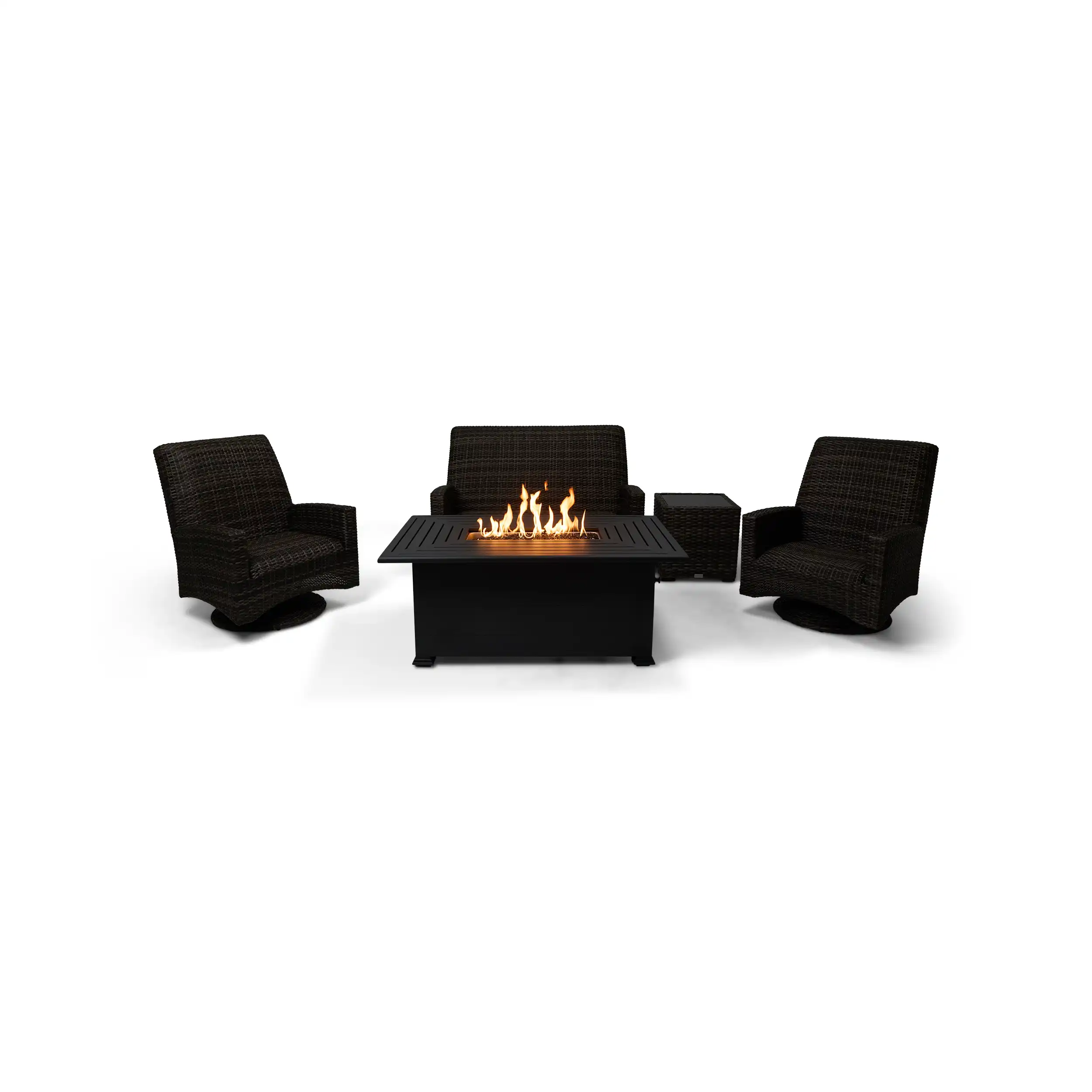Grey Kampala 5 Piece QDF Loveseat Firepit Chat Group - Image 4